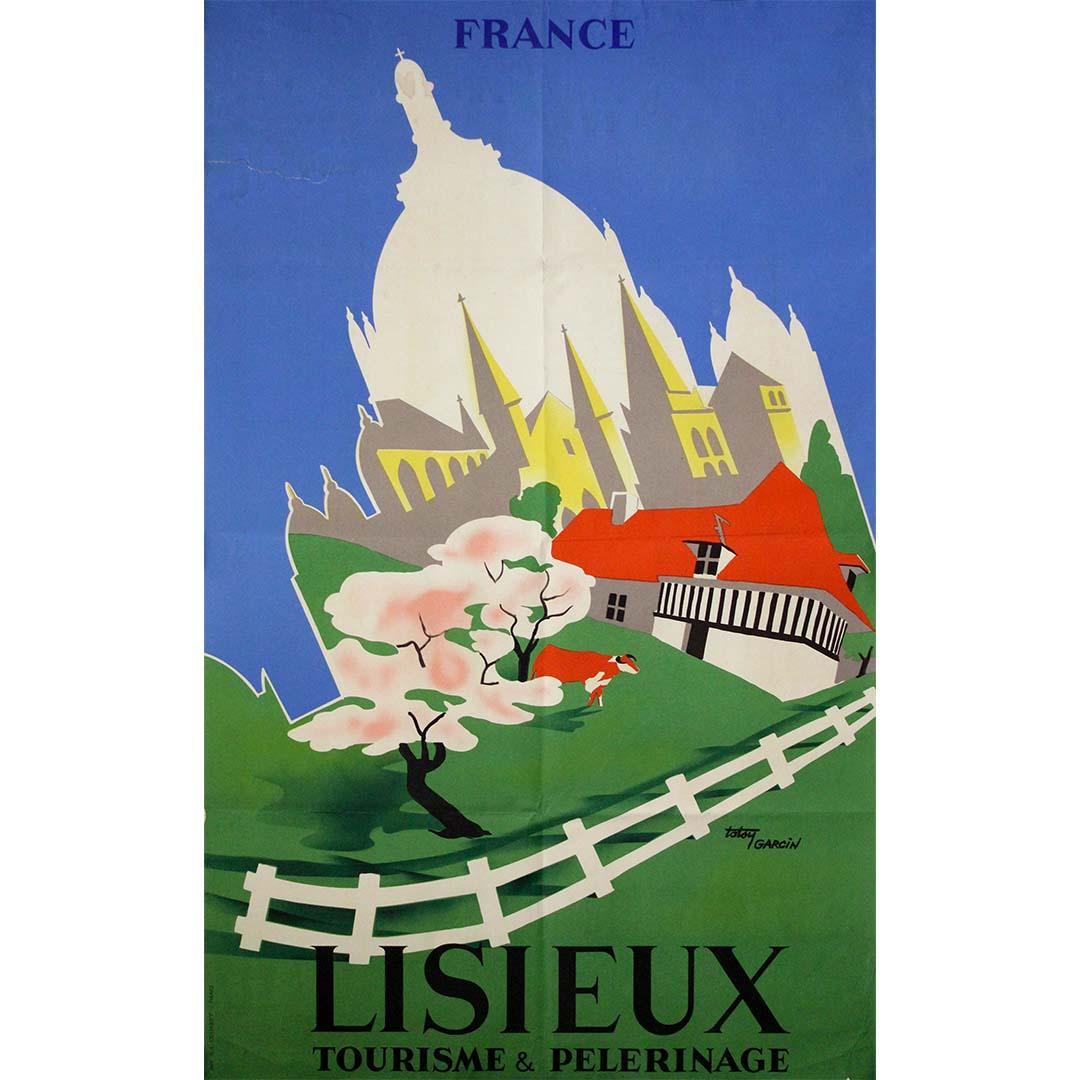 Originales Reiseplakat für Lisieux in der Normandie aus der Mitte des Jahrhunderts – Print von Totsy Garcin