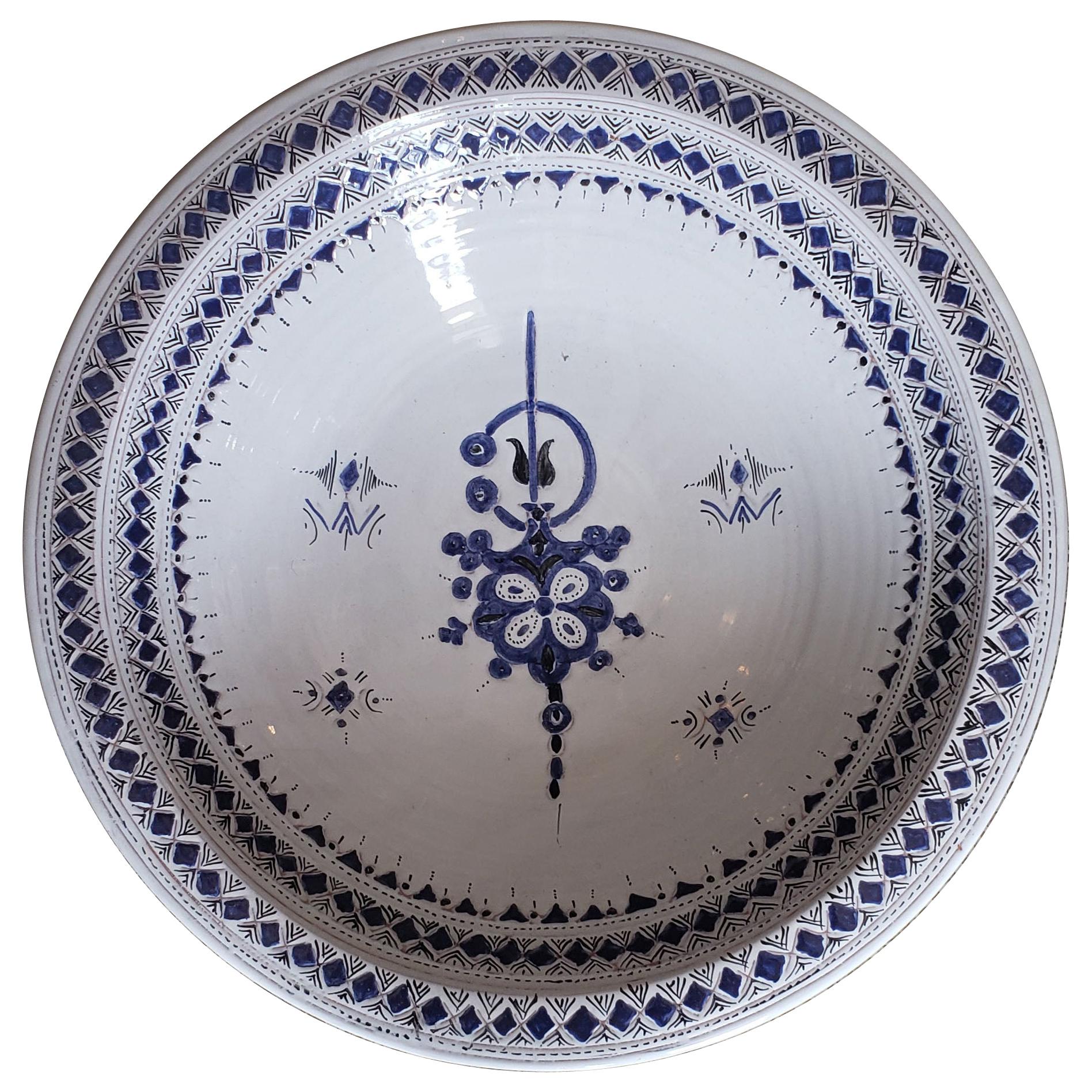 Touareg Emblem, Moroccan Extra Large Hand Painted Plate 1 For Sale