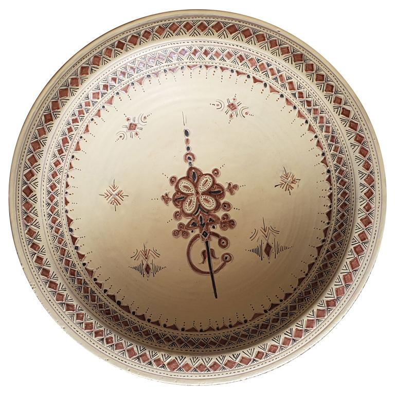 Touareg Emblem, Moroccan Extra Large Hand Painted Plate 2 For Sale