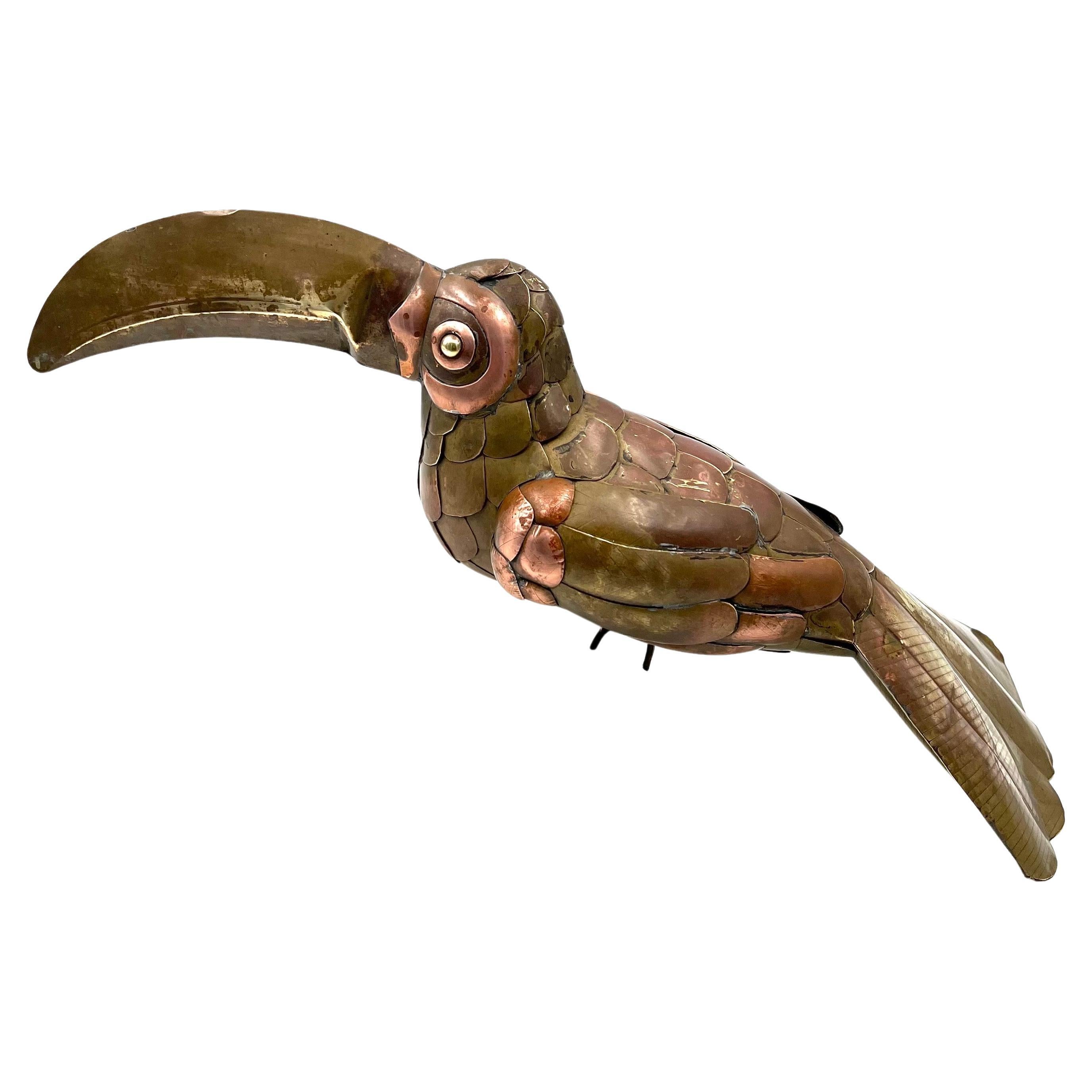 Toucan Parrot Brass & Copper Sculpture by Sergio Bustamante