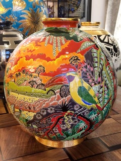 Toucan Vase Emaux de Longwy Limited Edition