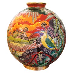 Vase toucan Emaux de Longwy édition limitée