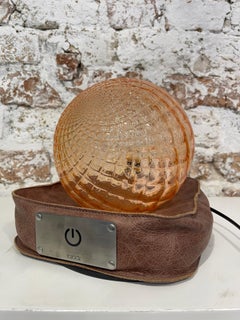 touch dimmable table lamp with colored Murano glass sphere, in stock