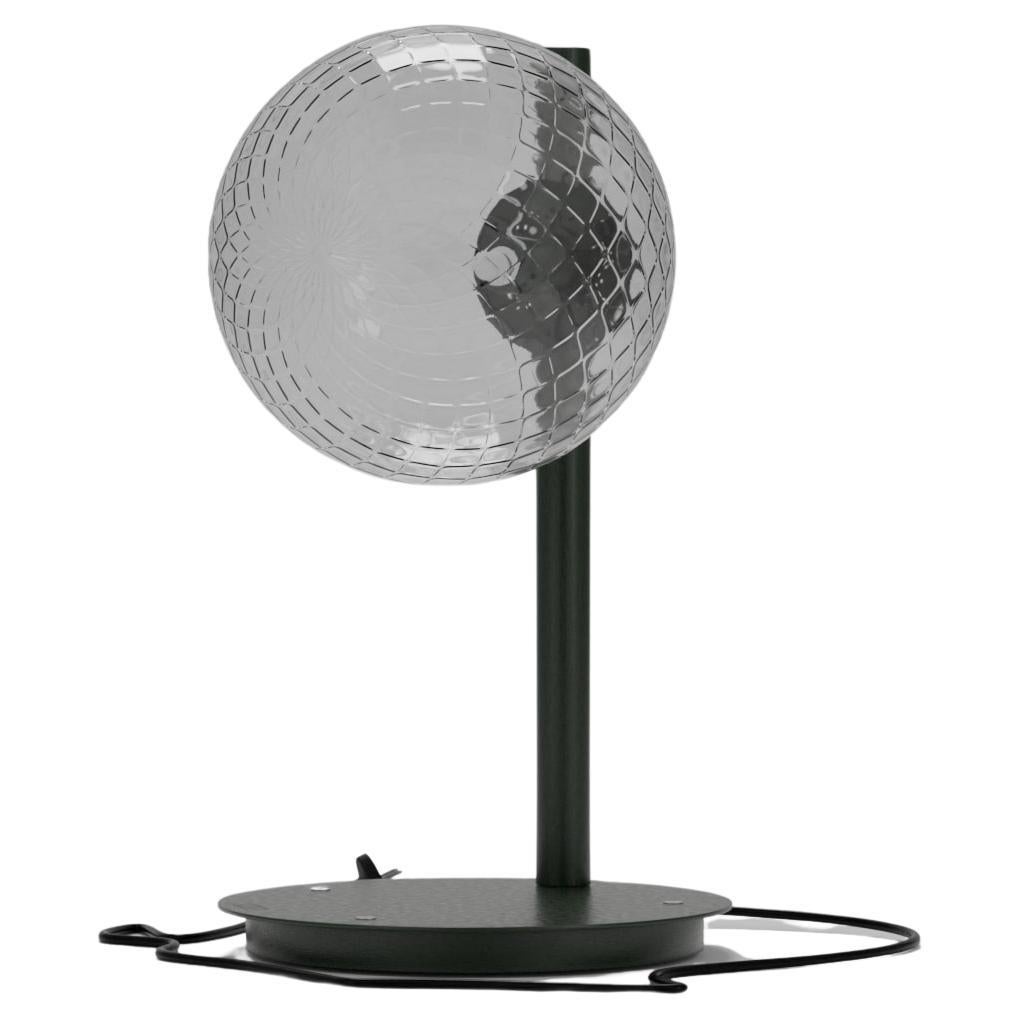 Touch dimmable table lamp with colored Murano glass sphere For Sale