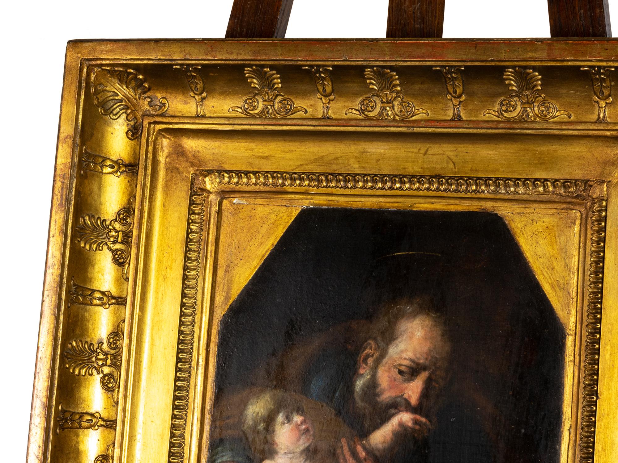 Barocco Touching Depiction of Fatherly Love, Painting Joseph and Child, 17th C, Baroque in vendita