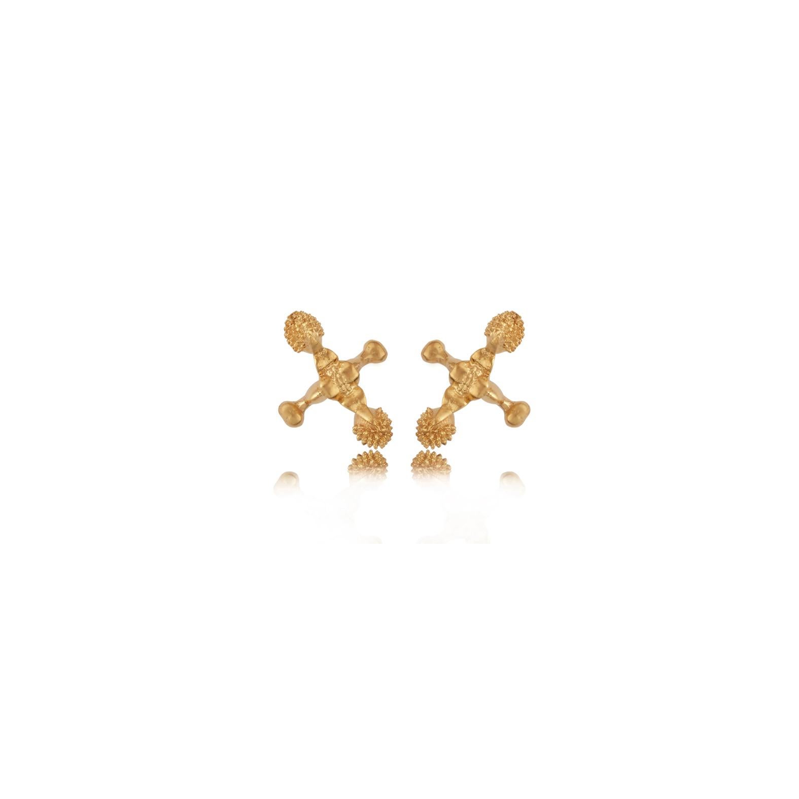 Artisan  14-Karat Yellow Gold Star pattern Fine Earring