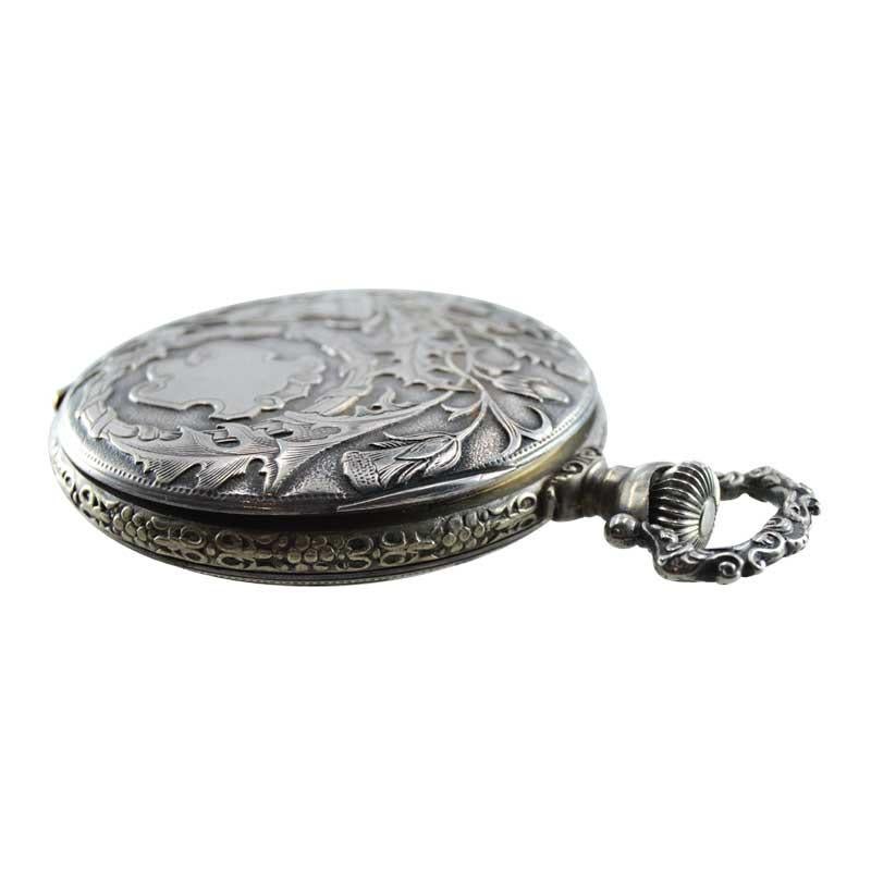 Touchon & Co. Art Nouveau Open Faced Pocket Watch, circa 1900s In Excellent Condition For Sale In Long Beach, CA