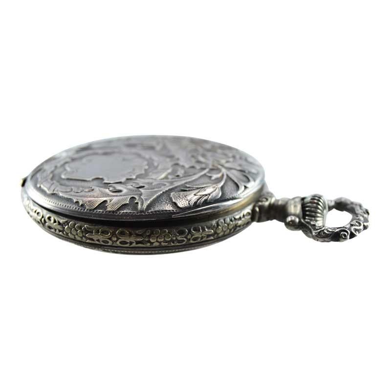 Women's or Men's Touchon & Co. Art Nouveau Open Faced Pocket Watch, circa 1900s For Sale