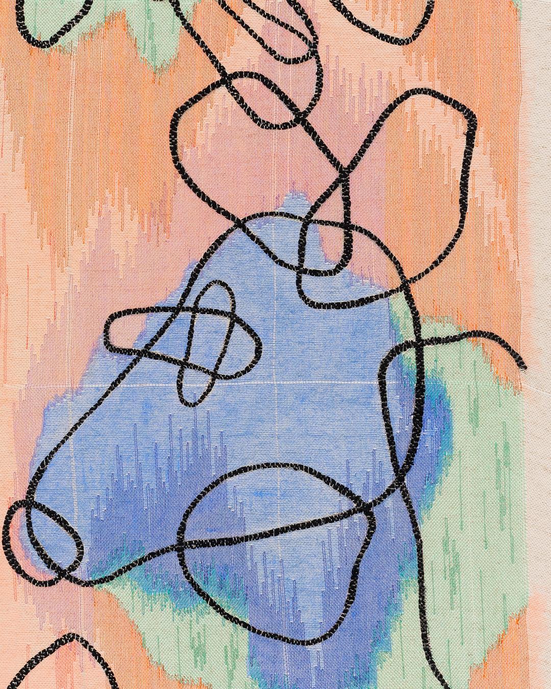 Colorful Embroidery & Acrylic Paint on Linen, 2023 - ‘Cloud 211223-3’ For Sale 7