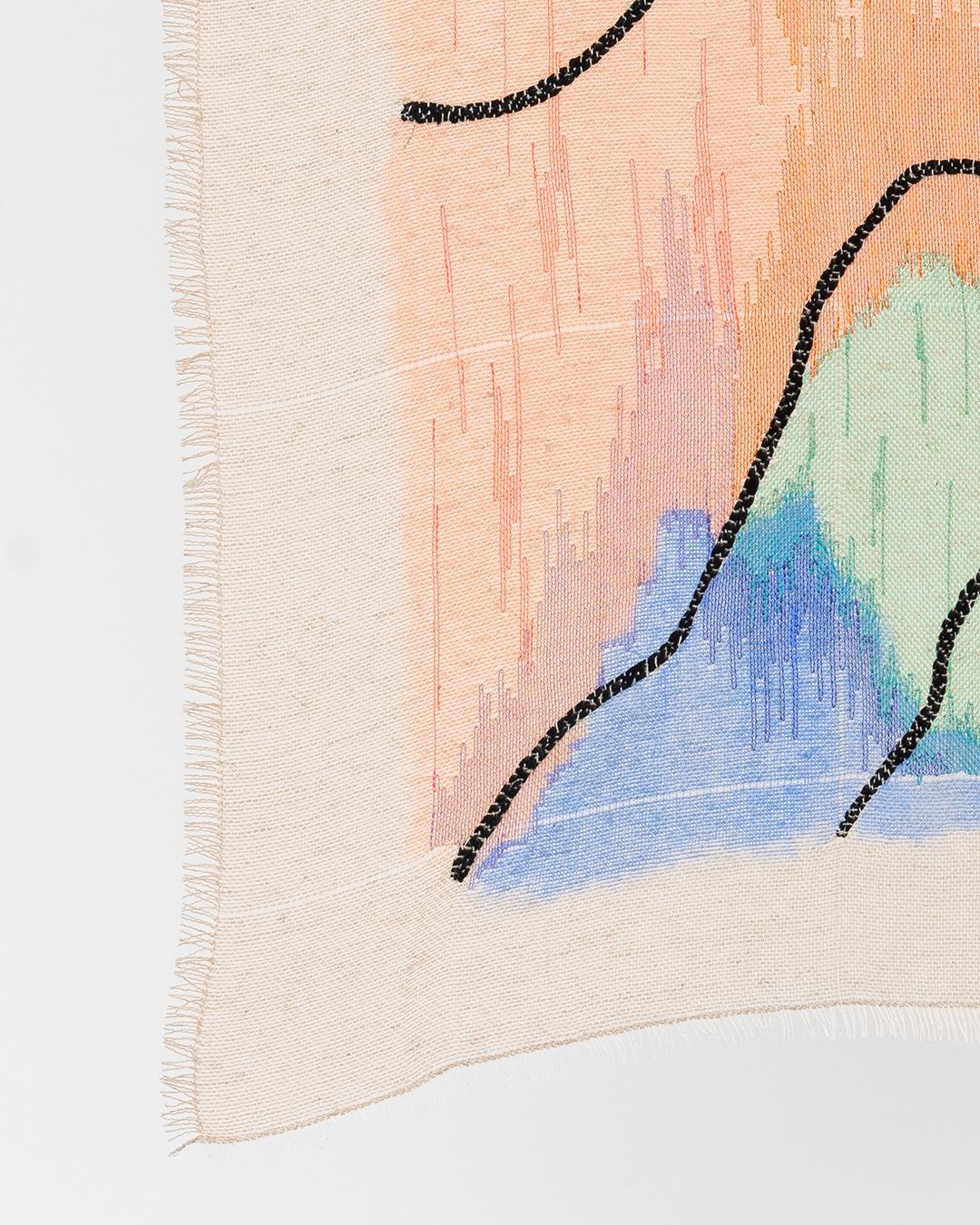 Colorful Embroidery & Acrylic Paint on Linen, 2023 - ‘Cloud 211223-3’ For Sale 2