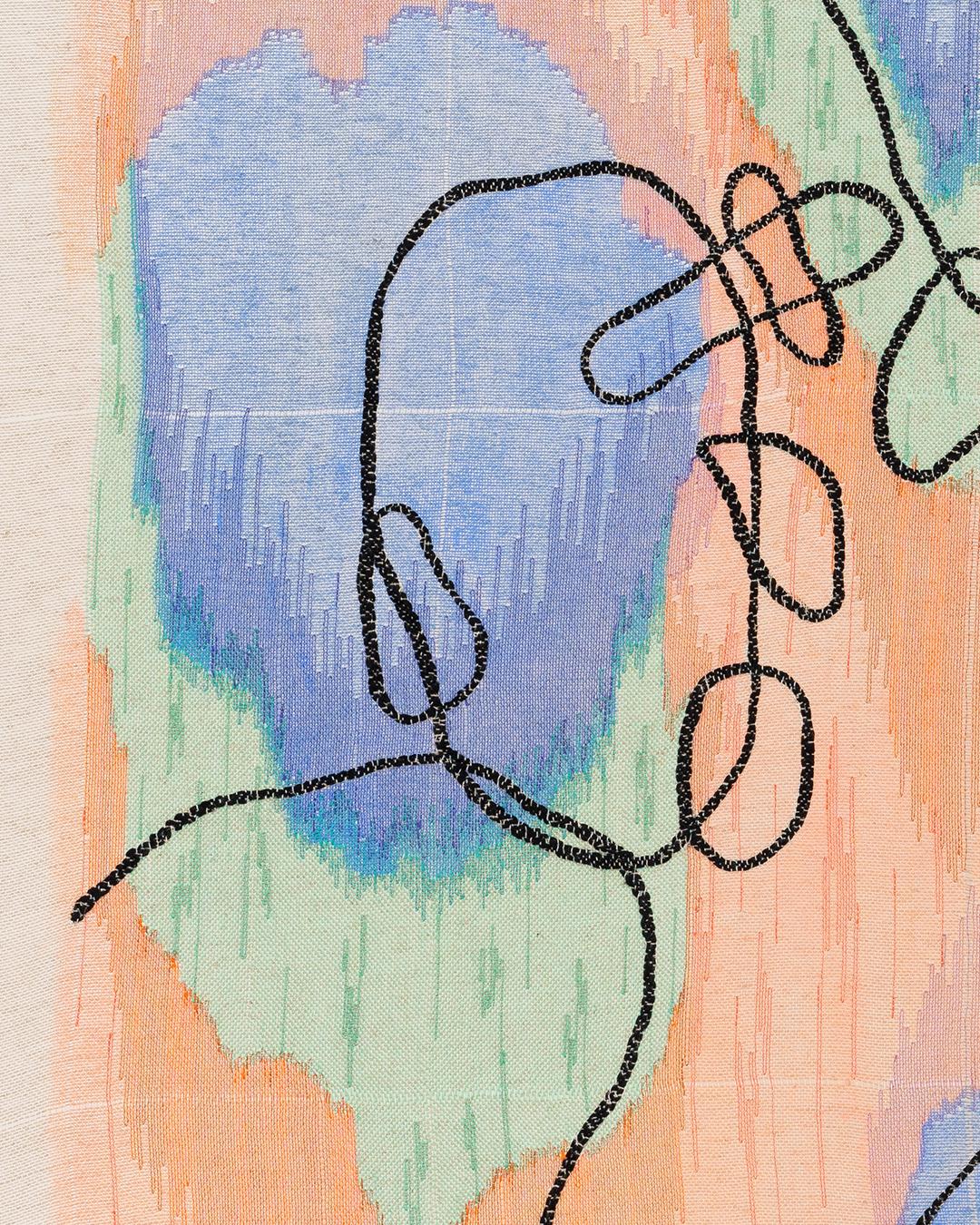 Colorful Embroidery & Acrylic Paint on Linen, 2023 - ‘Cloud 211223-3’ For Sale 5