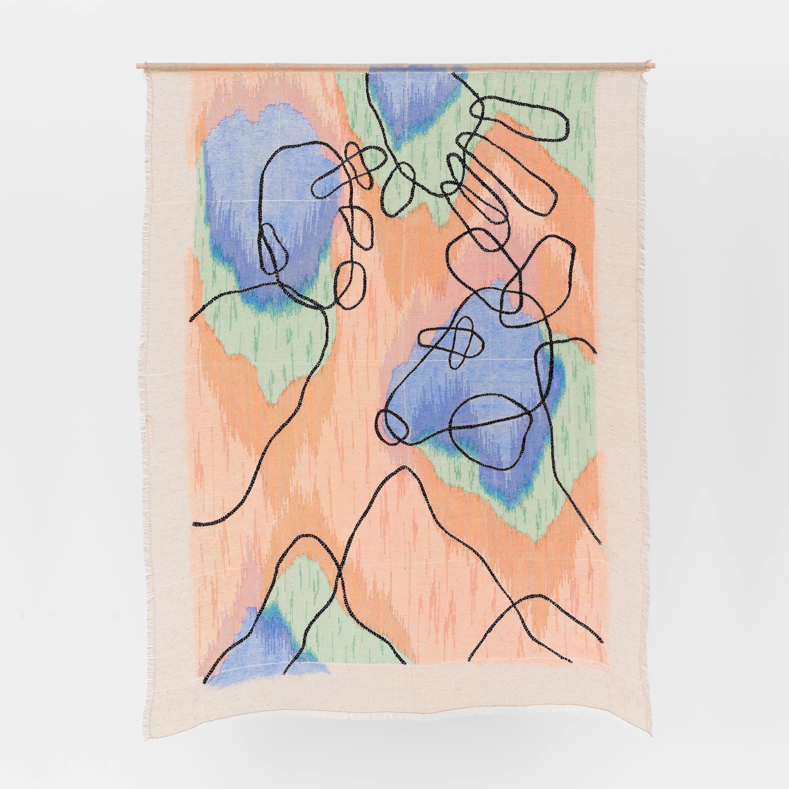 Colorful Embroidery & Acrylic Paint on Linen, 2023 - ‘Cloud 211223-3’