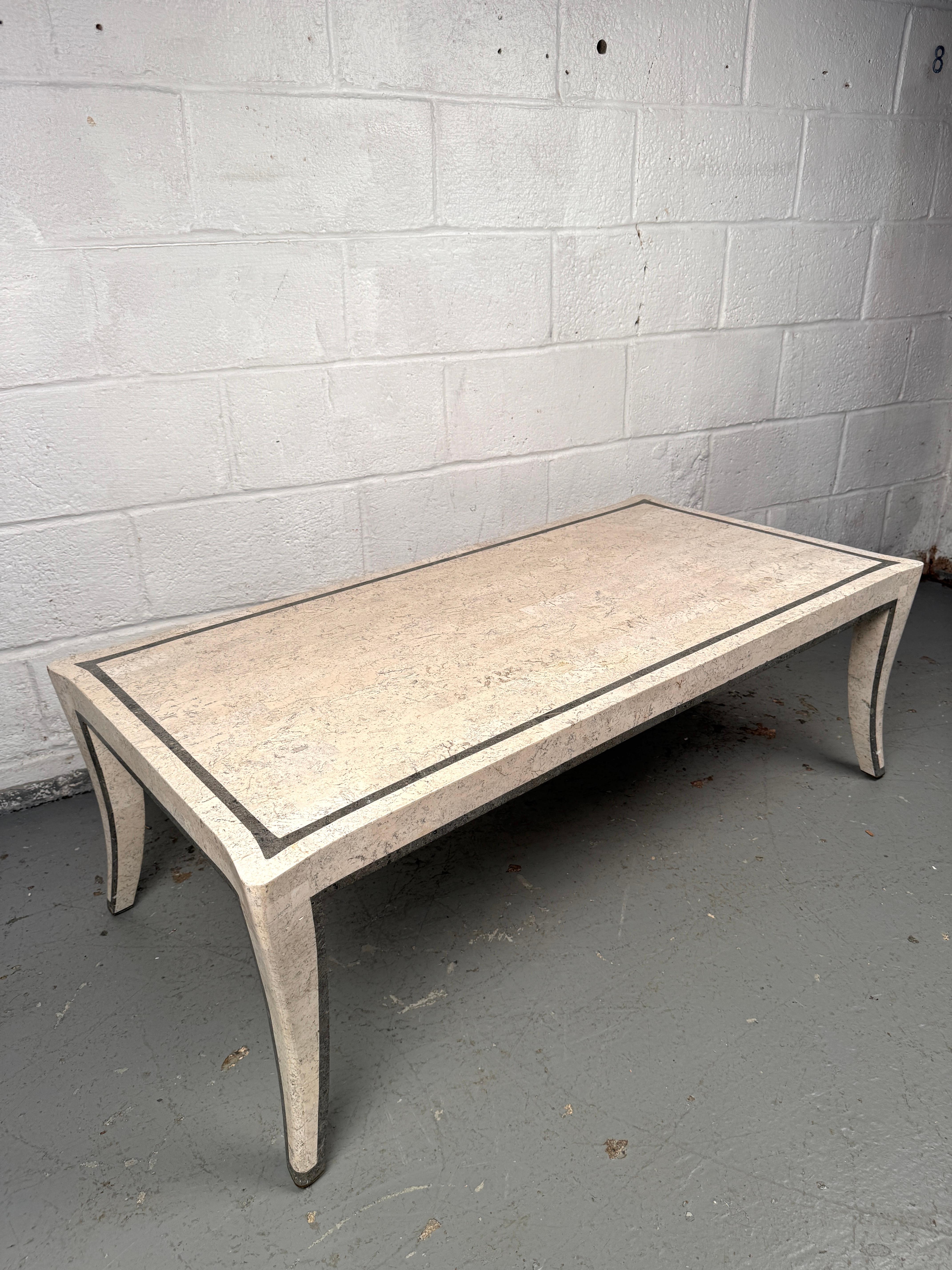20th Century Elegant Sculptural Mid-Century Tessellated Stone Coffee Table For Sale