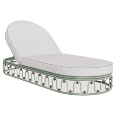 Toulon Outdoor Sunbed in Lacquered Metal with Sculptural Wave Base
