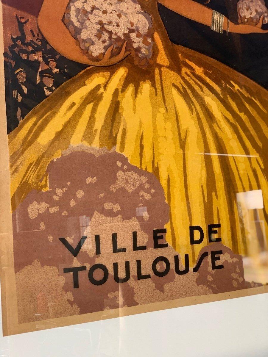 Old art deco poster of the city of Toulouse circa 1940.
Designed by Édouard Bouillière and published by Affiches B.Sirven.
79 x 58.5 cm
