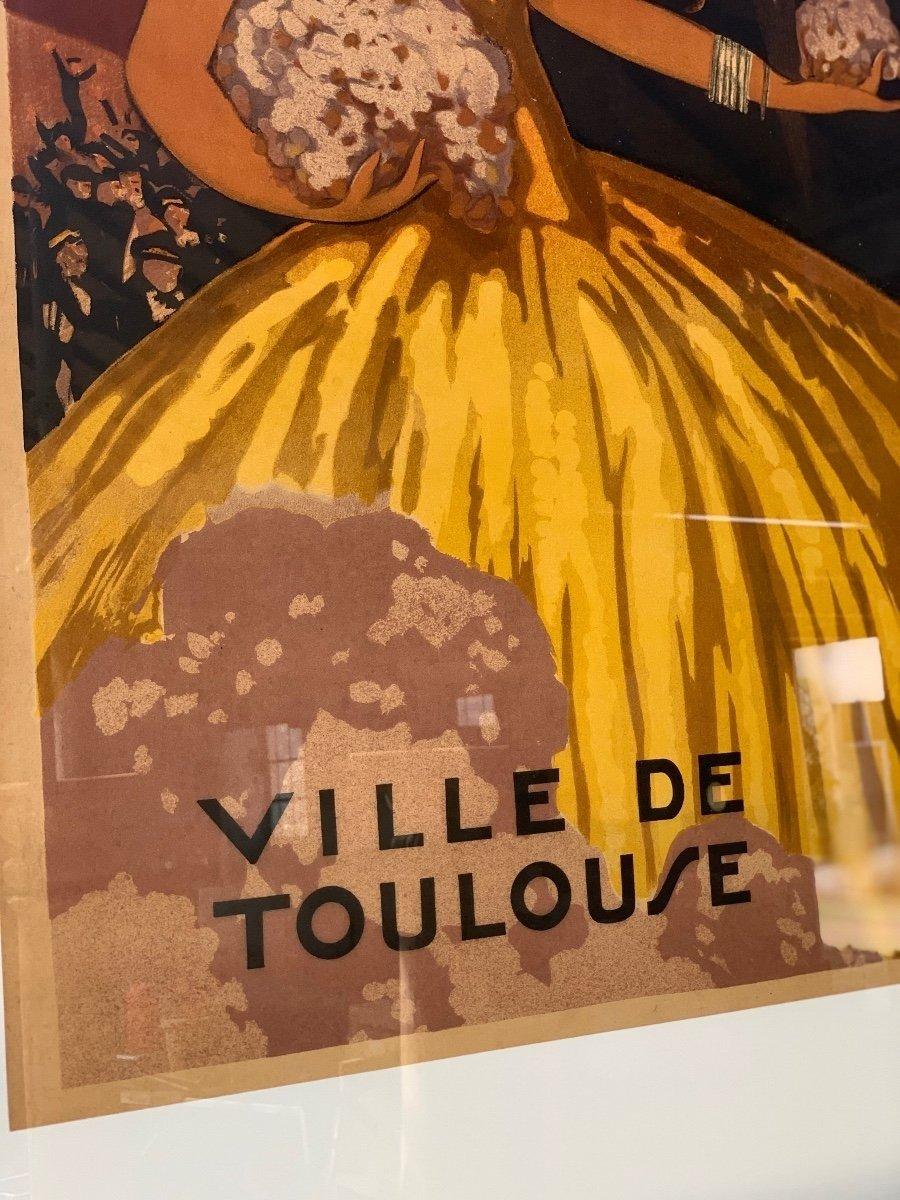 Altes Art-déco-Plakat der Stadt Toulouse um 1940.
Entworfen von Édouard Bouillière und veröffentlicht von Affiches B.Sirven.
79 x 58.5 cm