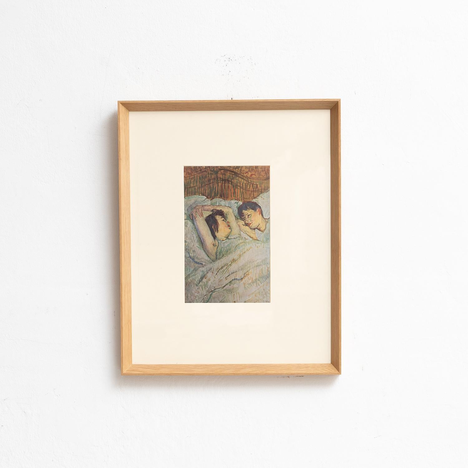 Tauchen Sie ein in die lebendige Welt von Henri de Toulouse-Lautrec mit diesem fesselnden Farbklischee, das 1952 von Editions du Chêne in Paris, Frankreich, sorgfältig herausgegeben wurde. In einem schönen Massivholzrahmen mit einer Höhe von 54 cm,
