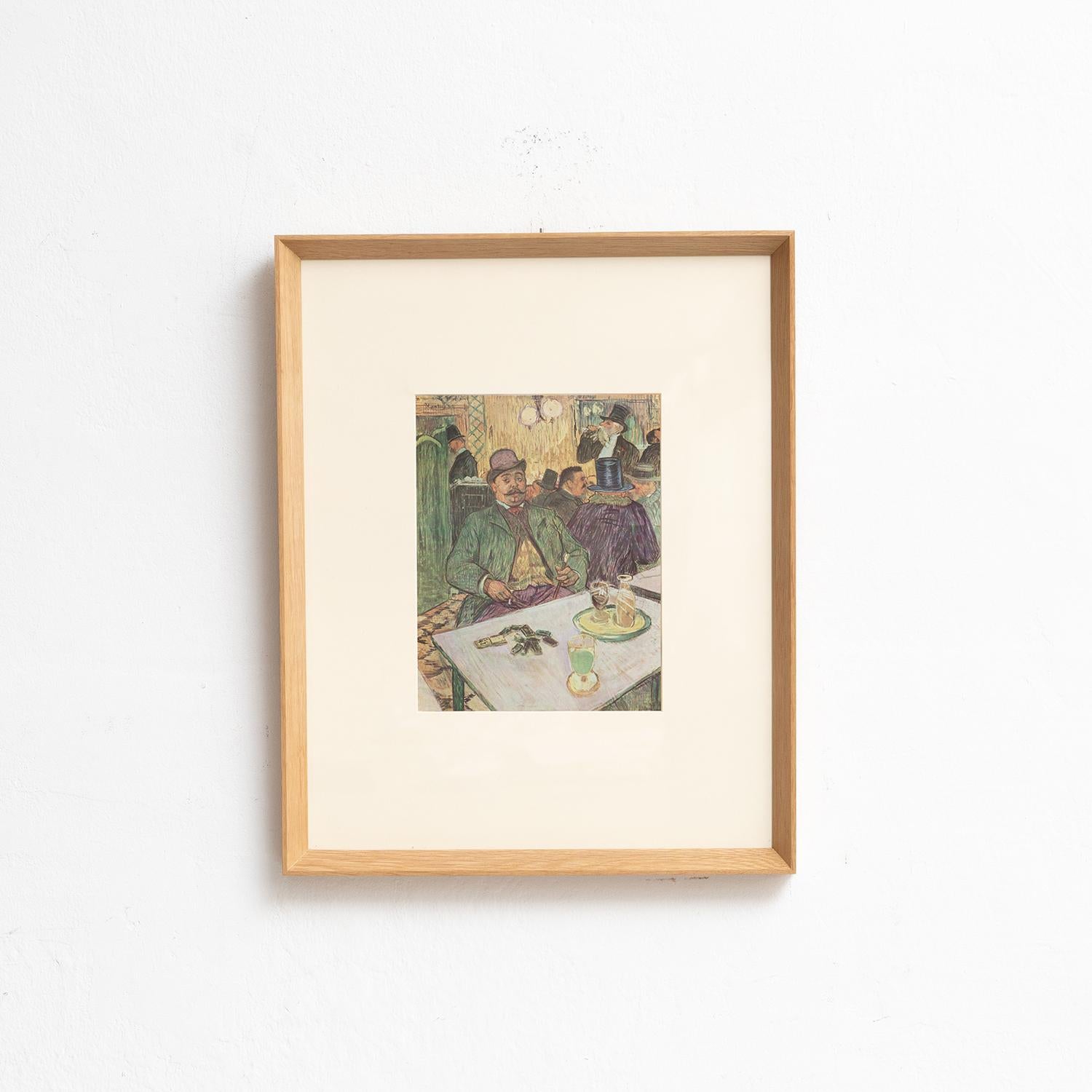 Tauchen Sie ein in die lebendige Welt von Henri de Toulouse-Lautrec mit diesem fesselnden Farbklischee, das 1952 von Editions du Chêne in Paris, Frankreich, sorgfältig herausgegeben wurde. In einem schönen Massivholzrahmen mit einer Höhe von 54 cm,