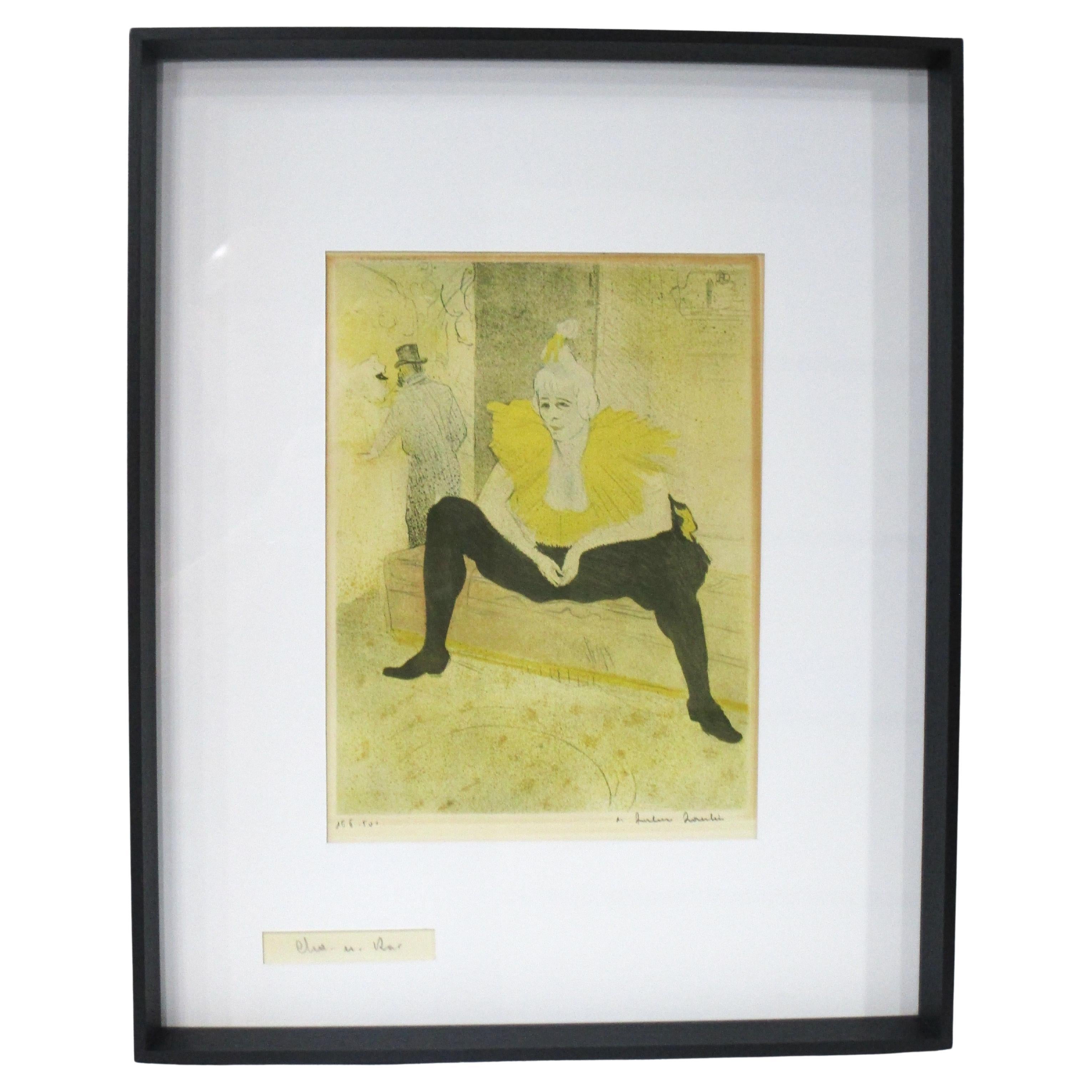 Toulouse Lautrec Litografía " La Clownesse Assise " Firmada a lápiz en venta
