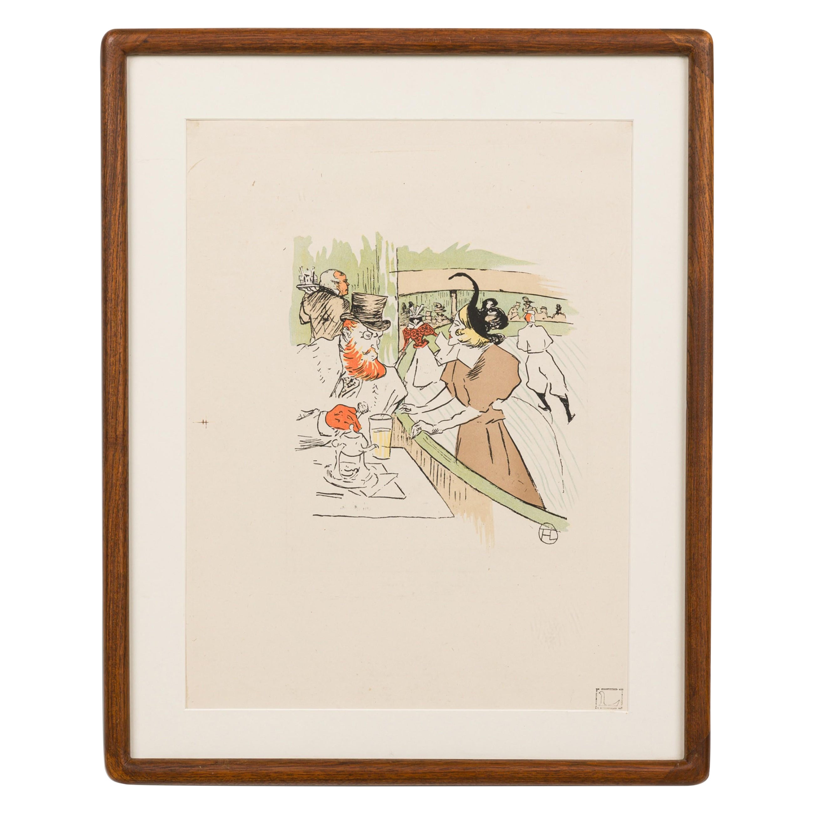 Toulouse Lautrec lithograph of a Man and Women skating in vendita