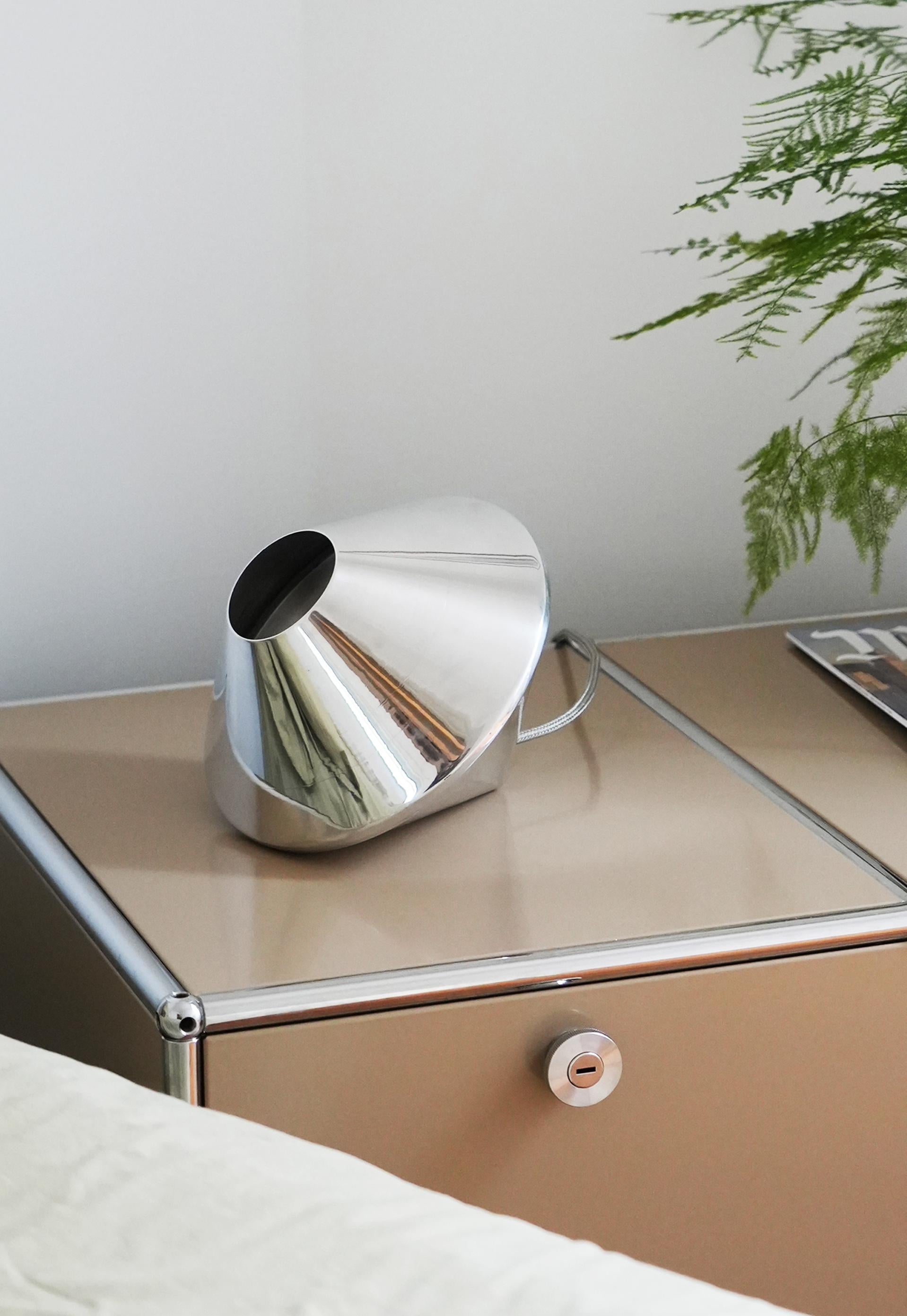 French Toupie Chrome Table Lamp by Sophia Taillet For Sale