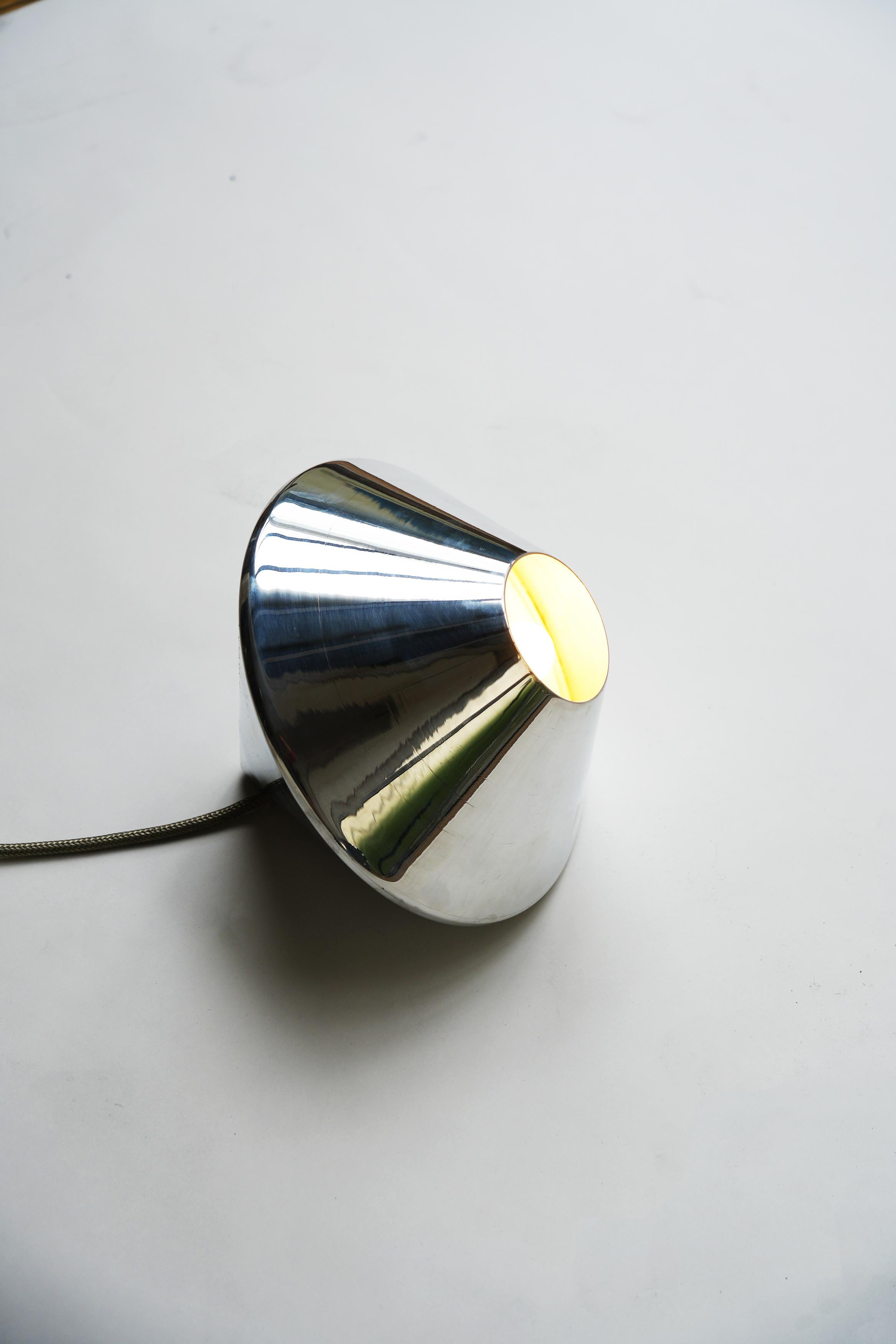 Aluminum Toupie Chrome Table Lamp by Sophia Taillet For Sale
