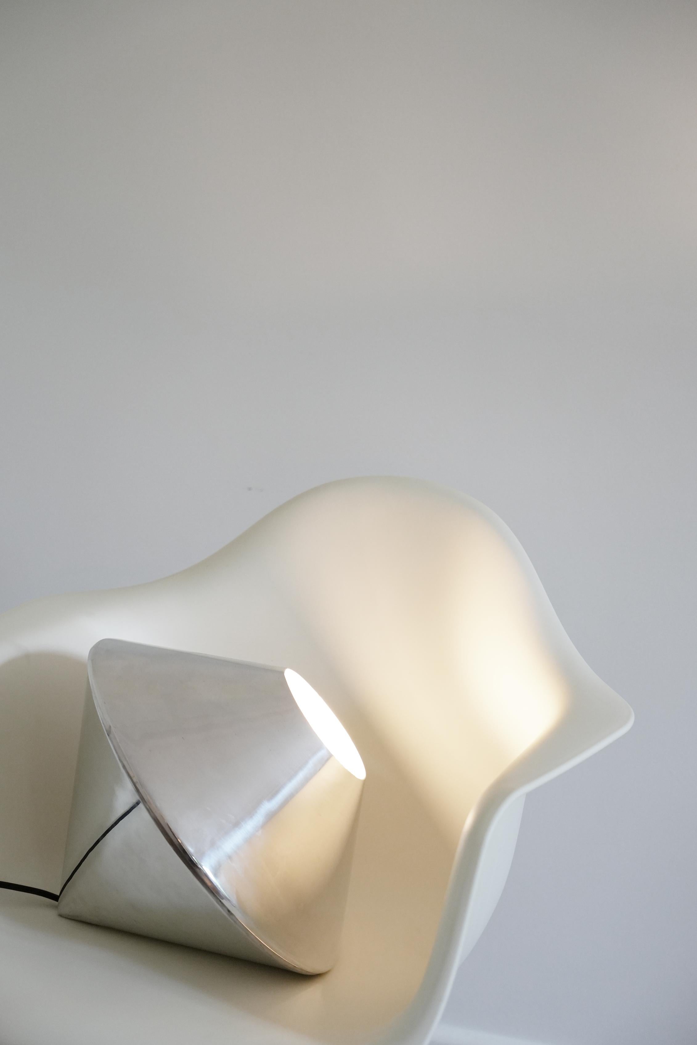 French Toupie XL Chrome Table Lamp by Sophia Taillet For Sale