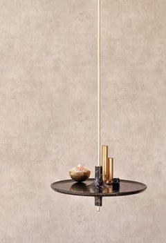 Toupy Black Marble and Brass 38 Hanging Table by Mademoiselle Jo