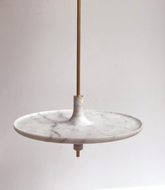 Toupy Carrara White Marble and Brass 38 Hanging Table by Mademoiselle Jo