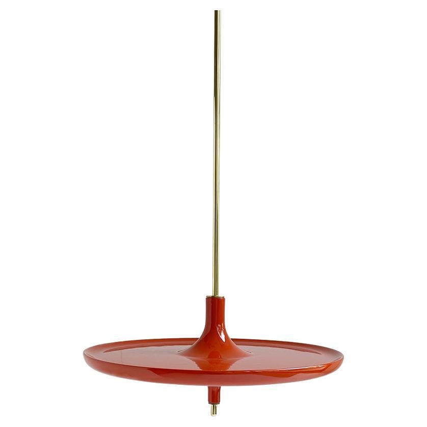 Toupy Red Lacquered Wood And Brass 38 Hanging Table by Mademoiselle Jo For Sale