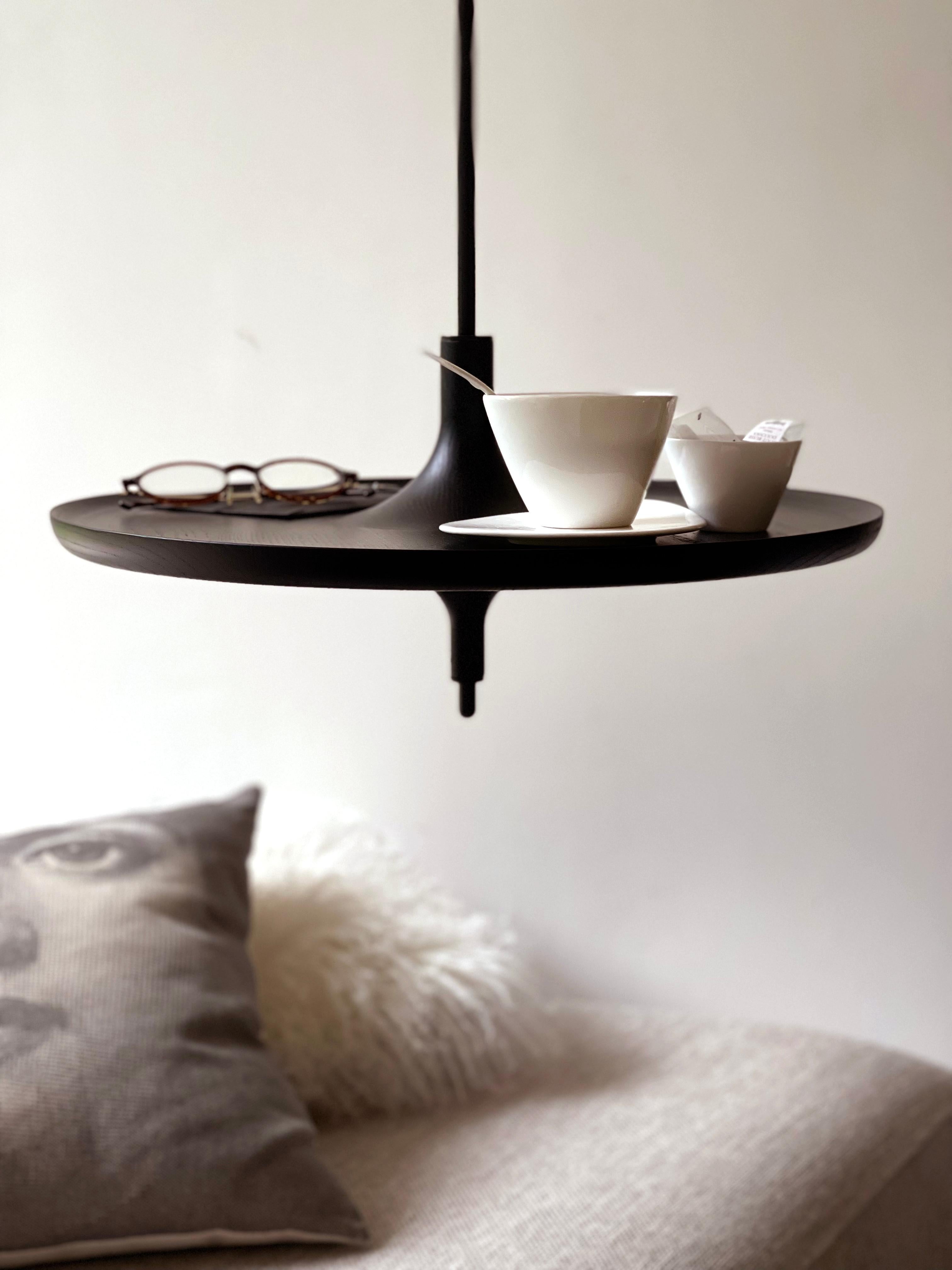 Toupy Stained Ash And Black Metal 38 Hanging Table by Mademoiselle Jo In New Condition For Sale In Geneve, CH