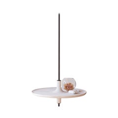 Toupy Travertine and Black Metal 38 Hanging Table by Mademoiselle Jo