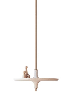 Toupy Travertine and Brass 44 Hanging Table by Mademoiselle Jo