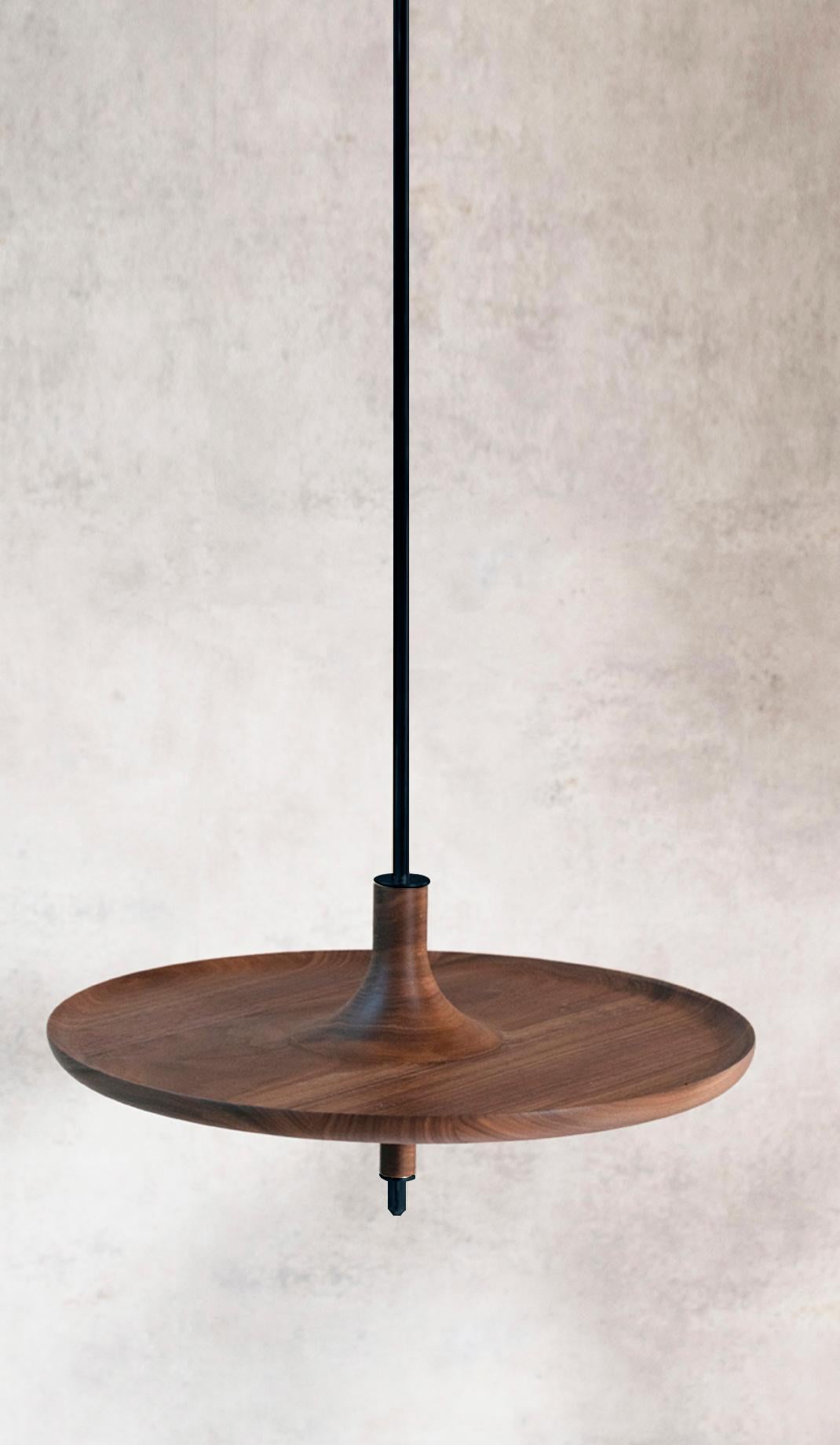 Toupy Walnut And Black Metal 38 Hanging Table by Mademoiselle Jo
Dimensions: Ø 38 x H 150 cm.
Materials: Walnut wood and black metal.

Available in four colors, two bar versions and several diameters. Please contact us. 

Taking the shape of a