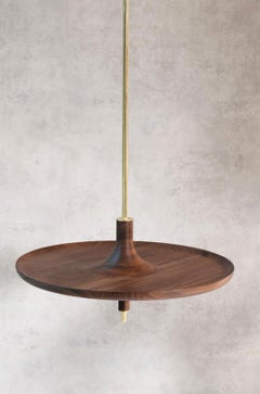 Toupy Walnut And Brass 38 Hanging Table by Mademoiselle Jo