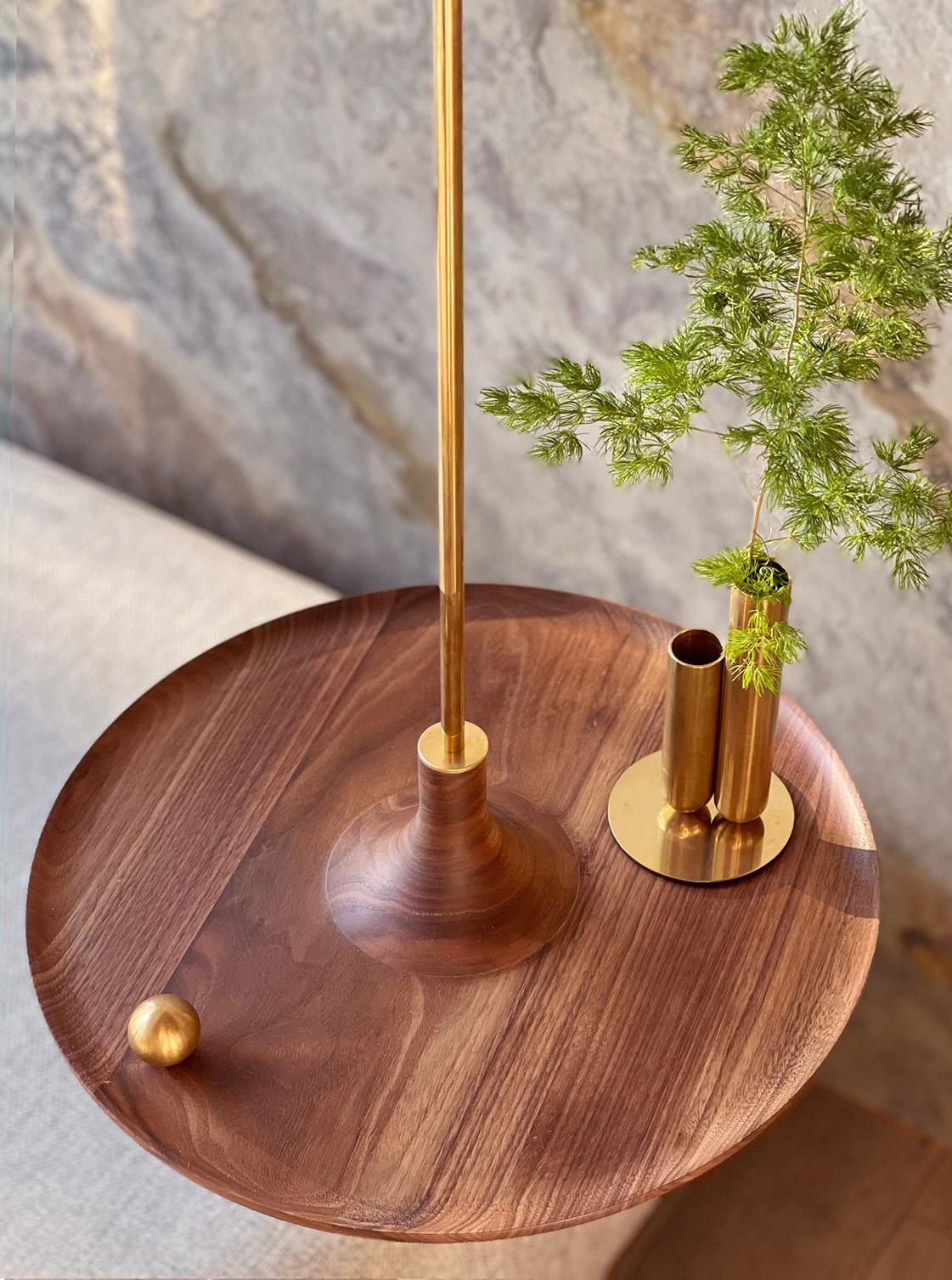 Other Toupy Walnut And Brass 38 Hanging Table by Mademoiselle Jo For Sale