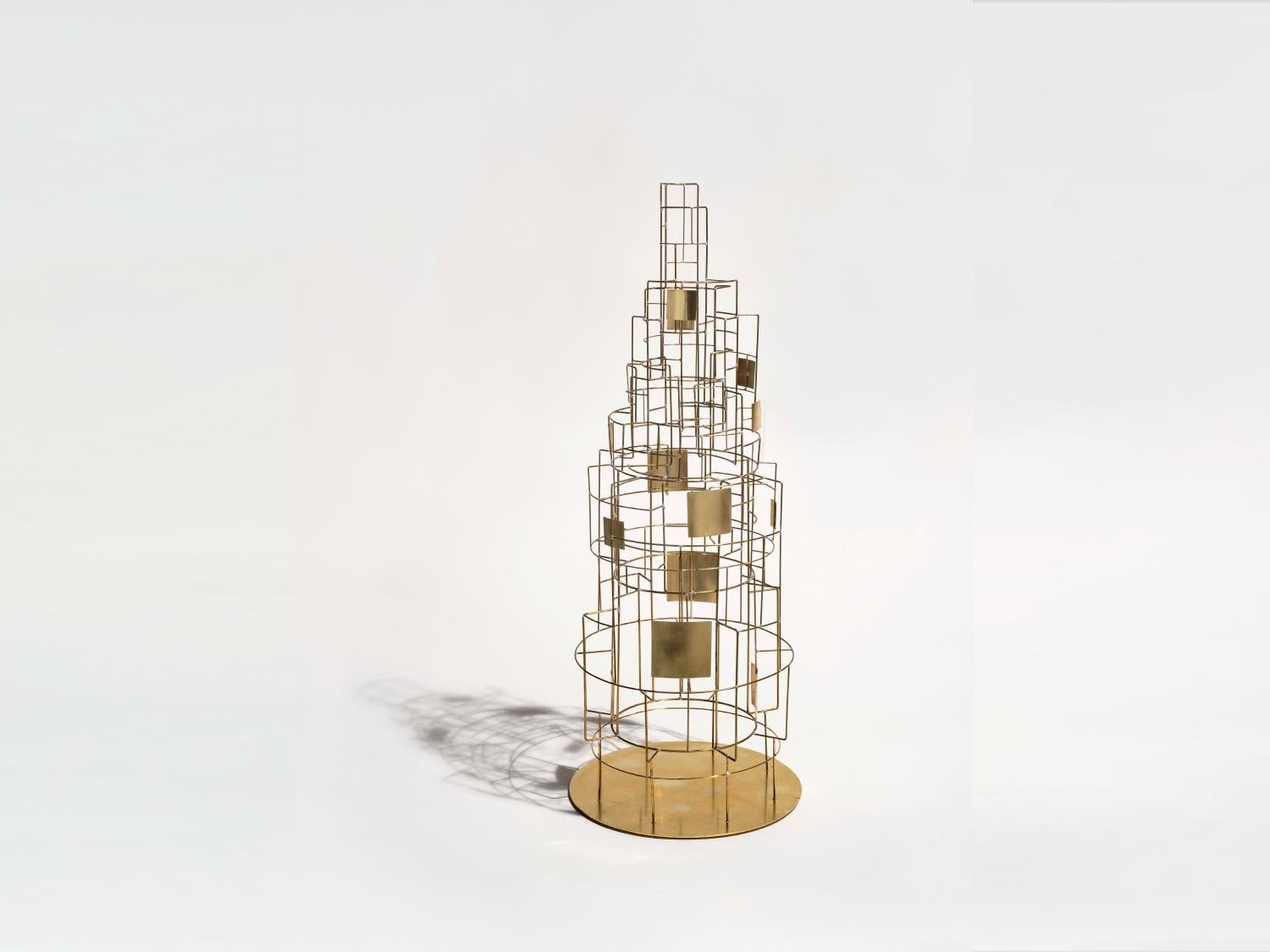 Tour was created in 2022 by French designer Eric de Dormael. Handcrafted in brass, this is a unique piece.
Éric de Dormael is an unconventional artist, his trajectory far from the beaten track. Trained at the Saint-Luc school in Tournai and at the