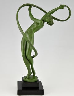 Tourbillon Art Deco Skulptur Nackte Tänzerin Fayral Pierre Le Faguays:: Frankreich:: 1930