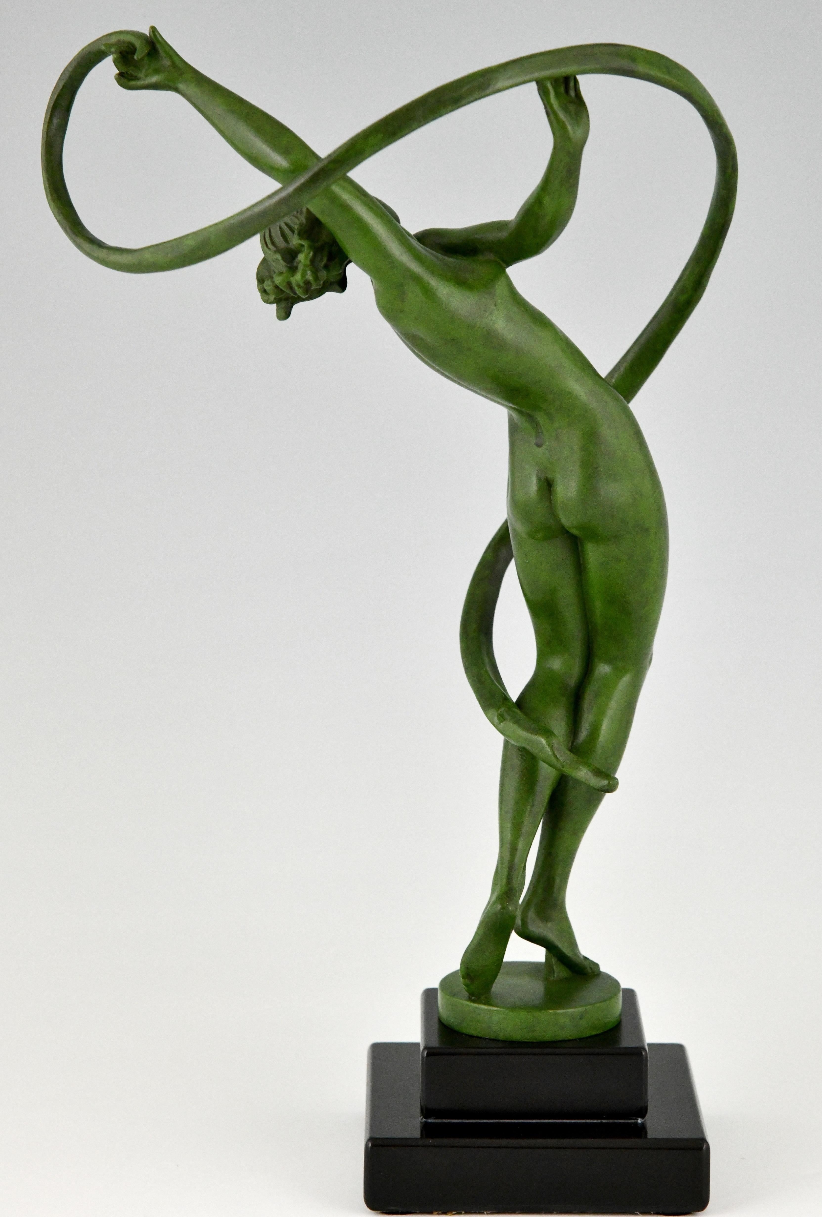 Mid-20th Century Tourbillon Art Deco Sculpture Nude Dancer Fayral Pierre Le Faguays, France, 1930
