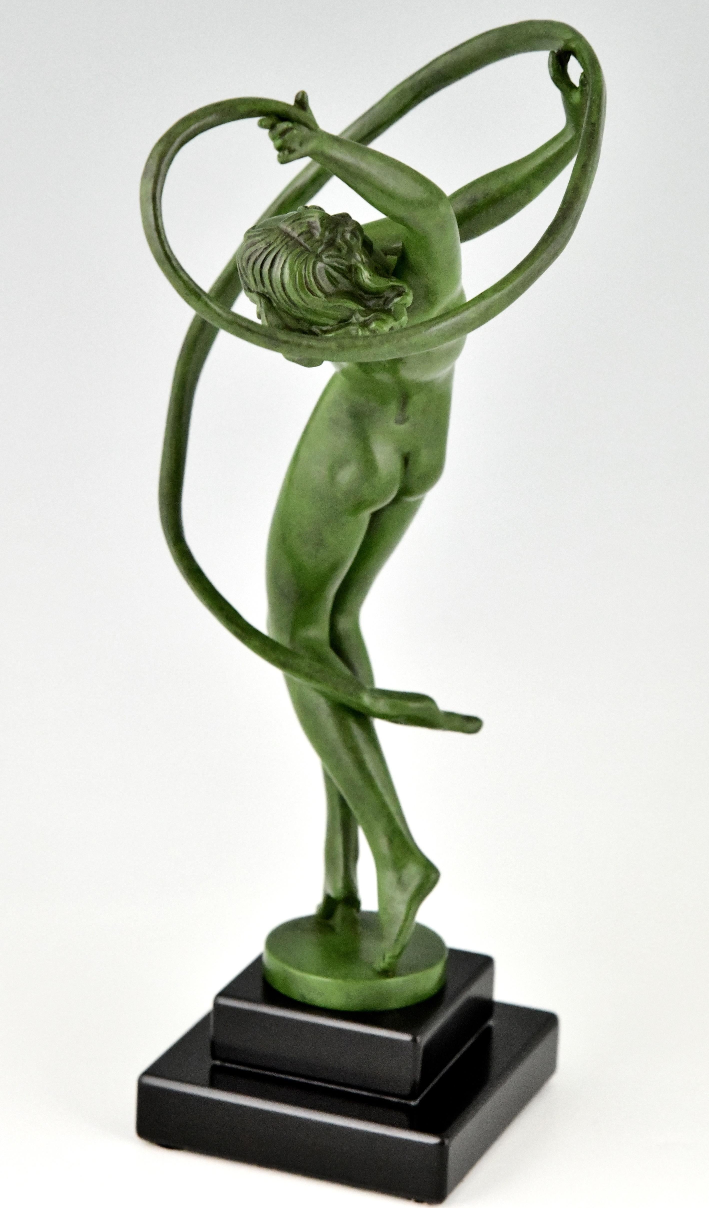 Metal Tourbillon Art Deco Sculpture Nude Dancer Fayral Pierre Le Faguays, France, 1930