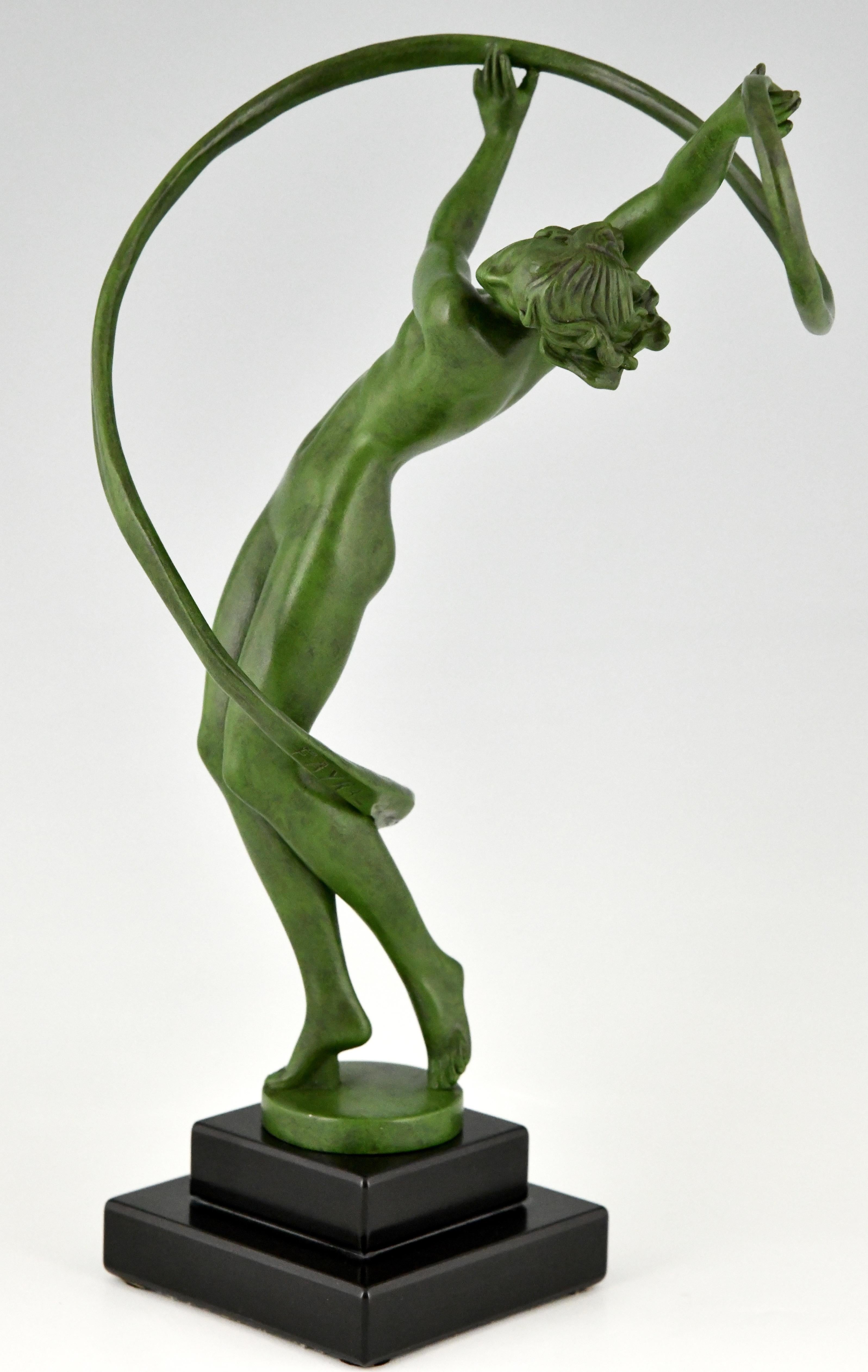 Tourbillon Art Deco Sculpture Nude Dancer Fayral Pierre Le Faguays, France, 1930 1