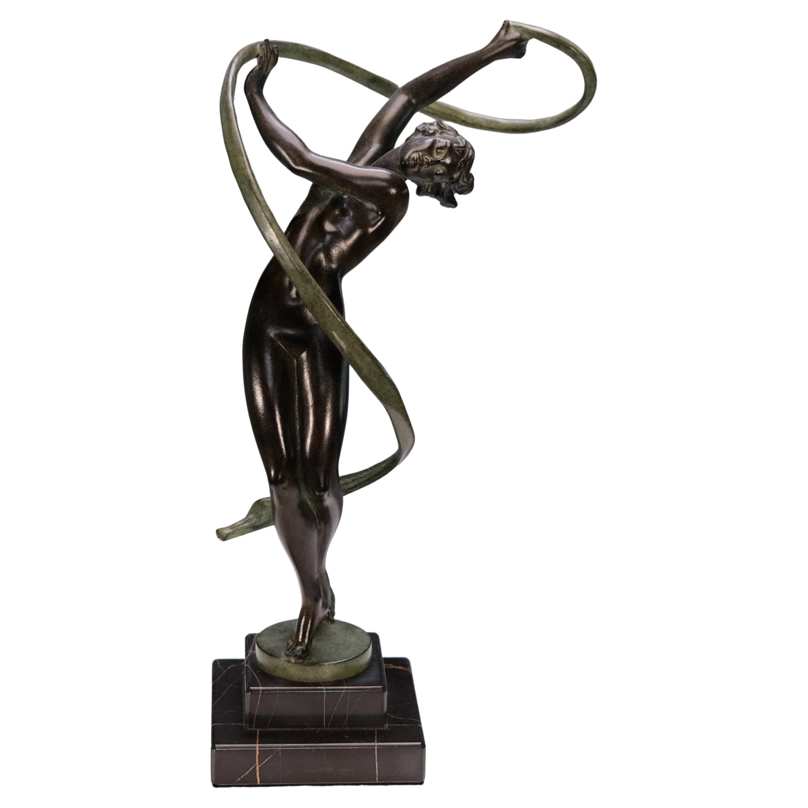 Tourbillon - Sculpture de danseuse Art Déco par Fayral pour Max Le Verrier