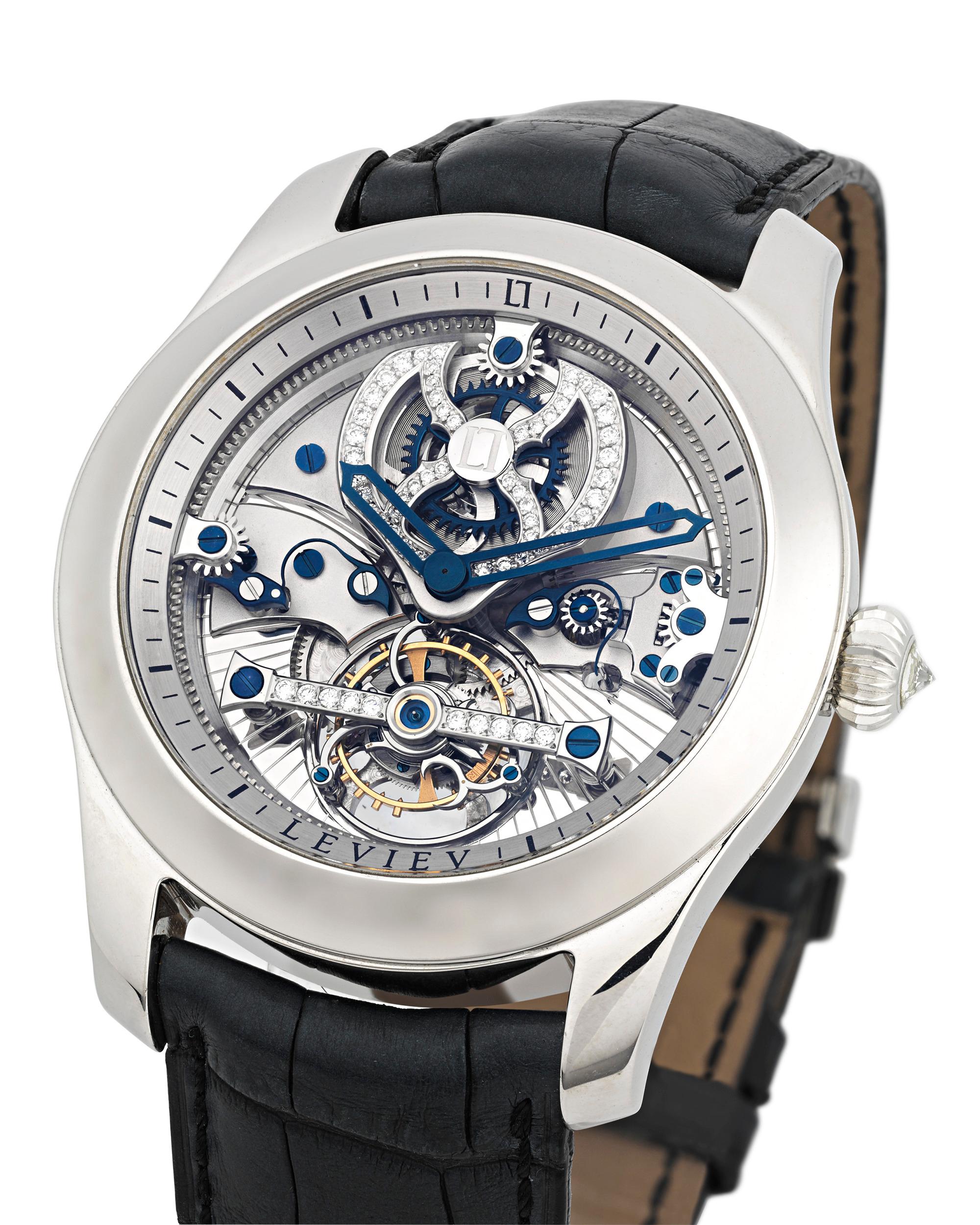 Tourbillon-Platin-Armbanduhr von Leviev (Moderne)