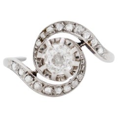 Tourbillon Ring in Platinum, Diamonds 0.50 Carat Total - Belle Époque (1900)