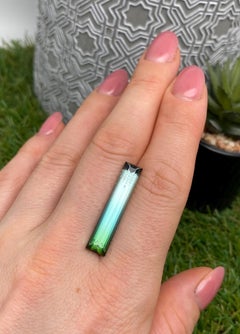 Tourmaline 10.30 Ct Blue-Green, baguette, 30.3x6.2x5.6mm, Afghanistan