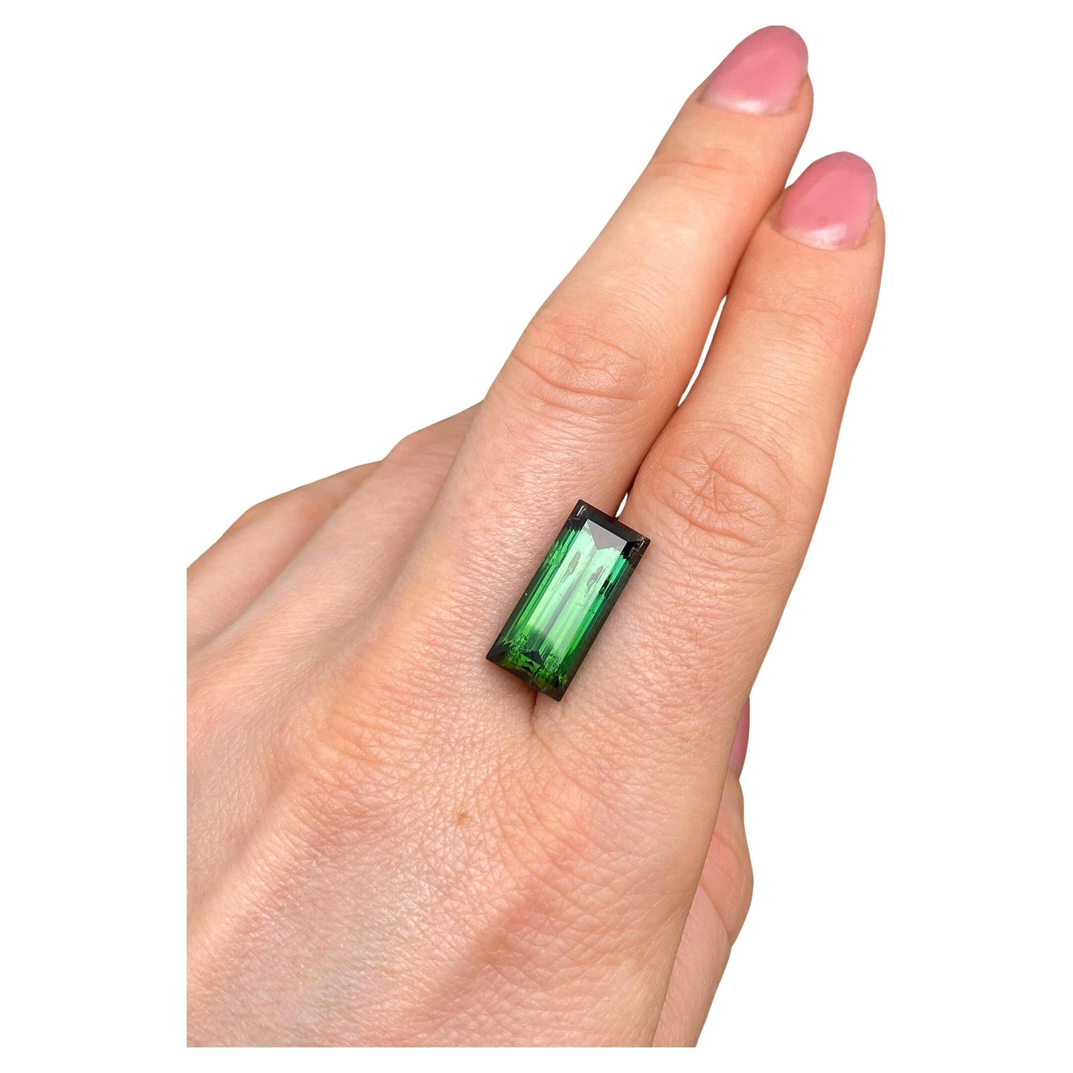 Tourmaline 11.20Ct Blue-Green, baguette, 18.5x8.5x7.3mm, Afghanistan For Sale