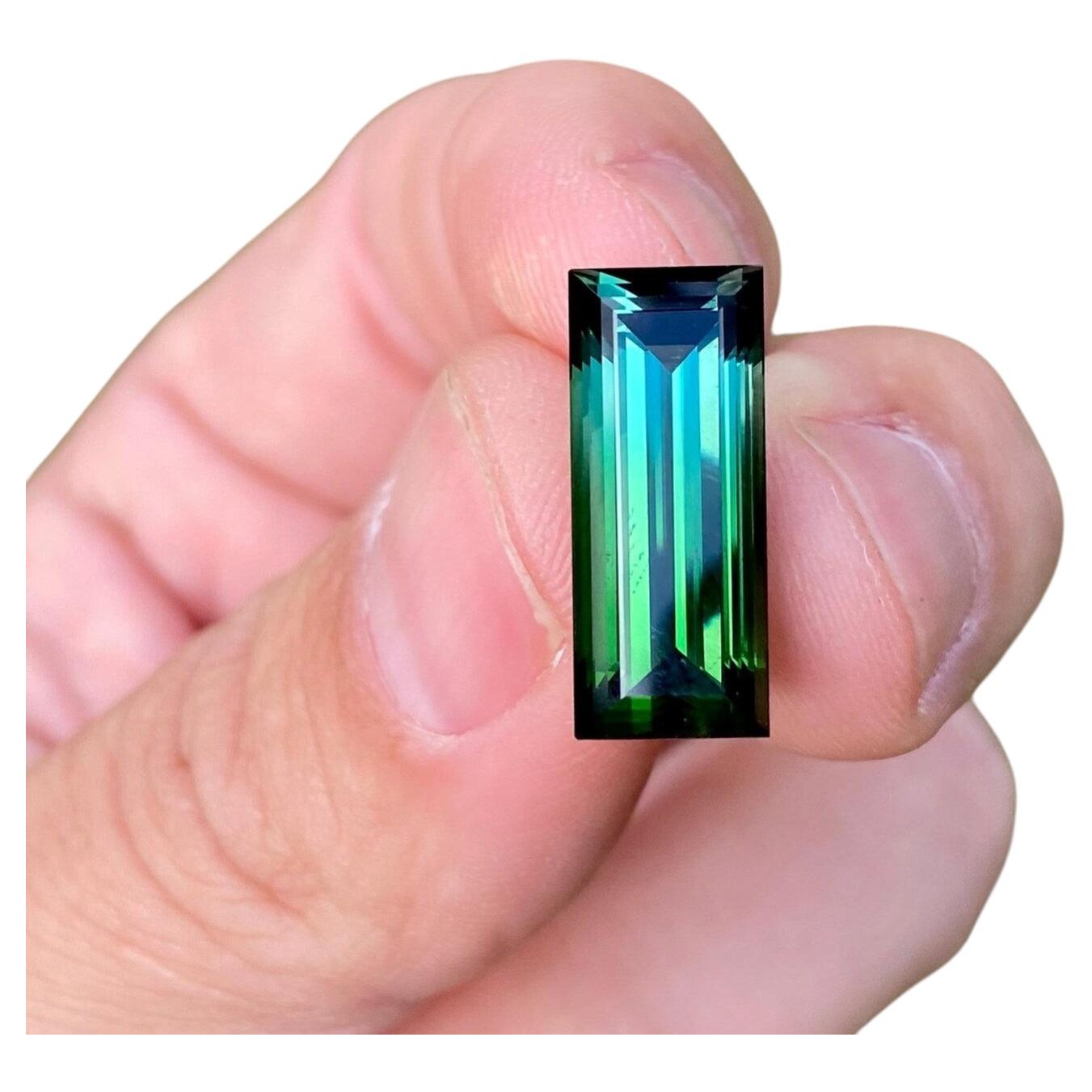 Tourmaline 11.87Ct GREEN, Rectangle cut, Certificate GFCO , Origin Afghanistan