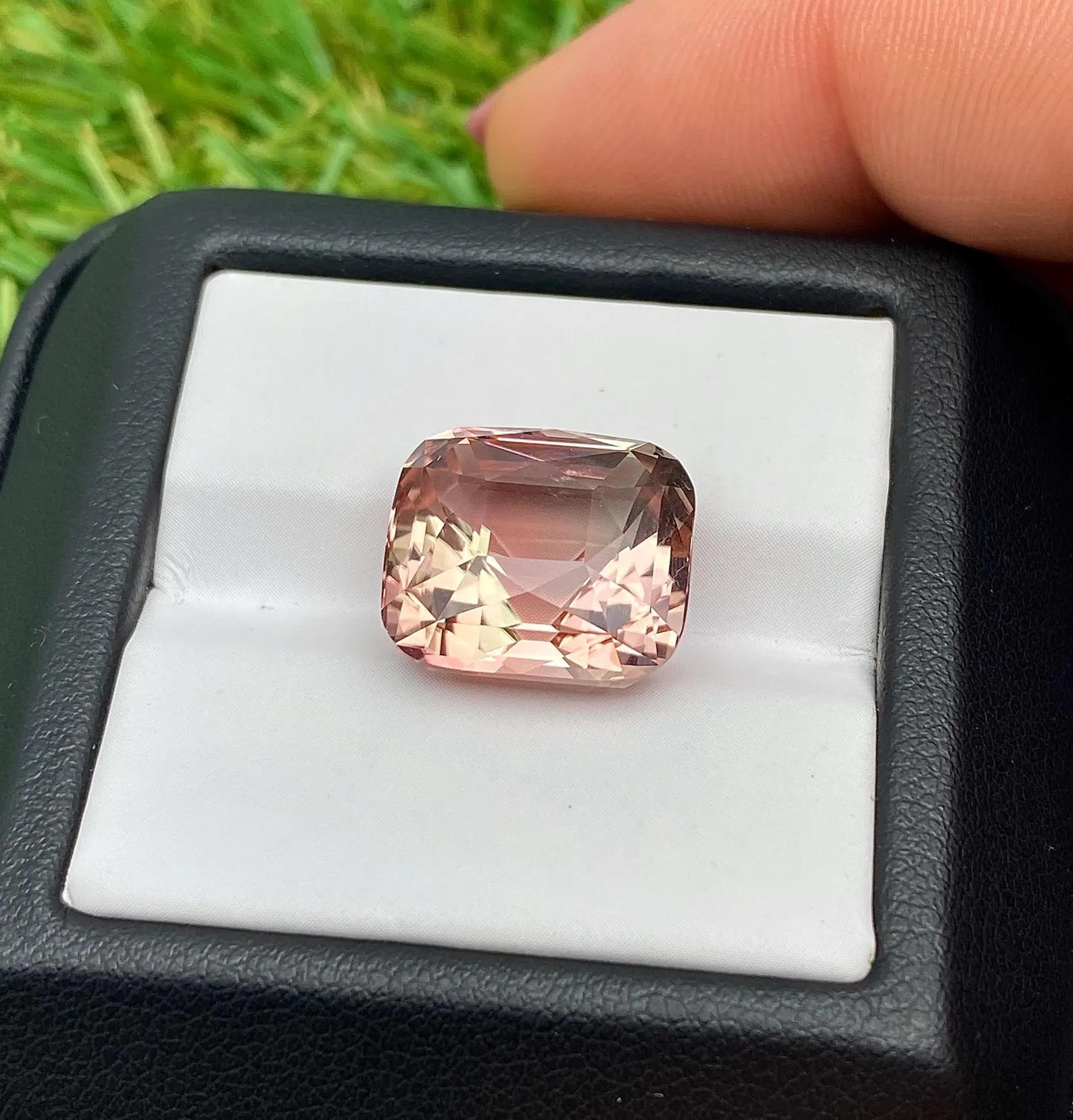 Tourmaline 13.07Ct natural gemstone, Cushion cut, Congo, GFCO certified For Sale 6