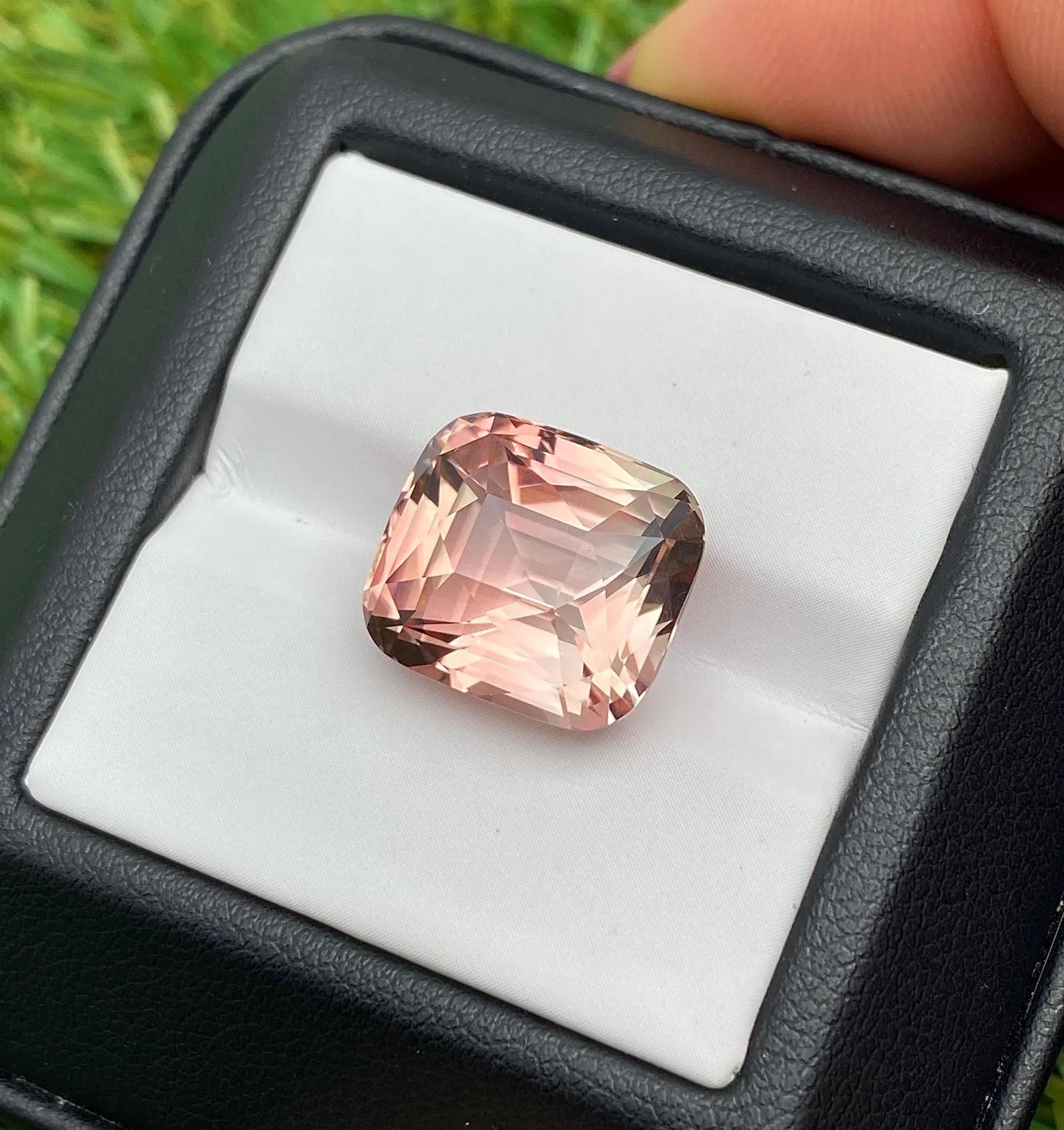 Tourmaline 13.07Ct natural gemstone, Cushion cut, Congo, GFCO certified In New Condition For Sale In Daugavpils, LV