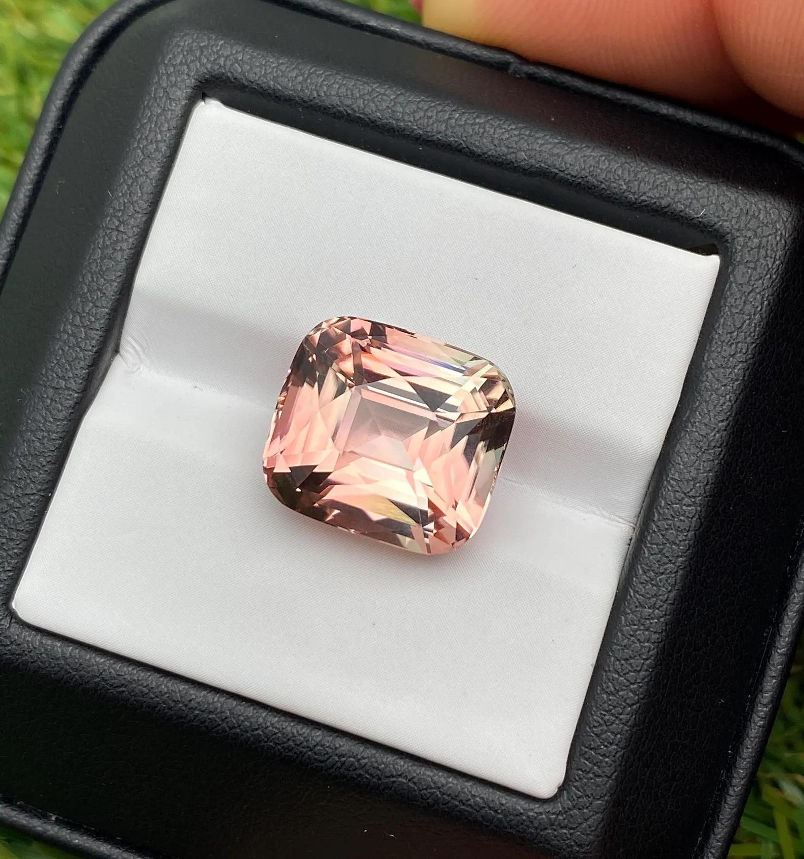 Tourmaline 13.07Ct natural gemstone, Cushion cut, Congo, GFCO certified For Sale 3